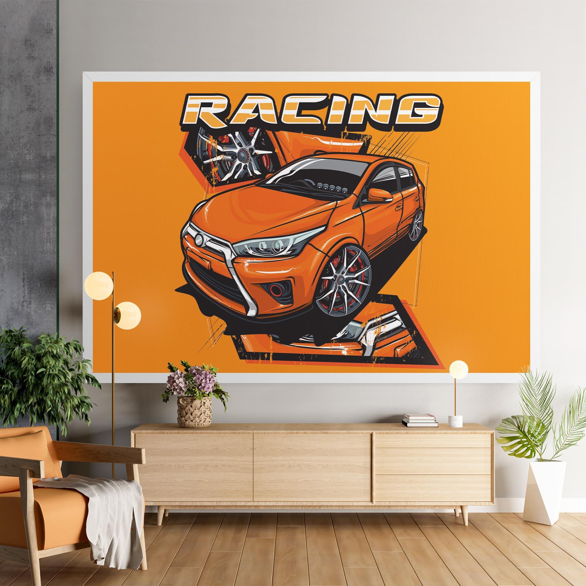Tablou Canvas Racing Orange Car mockup 9