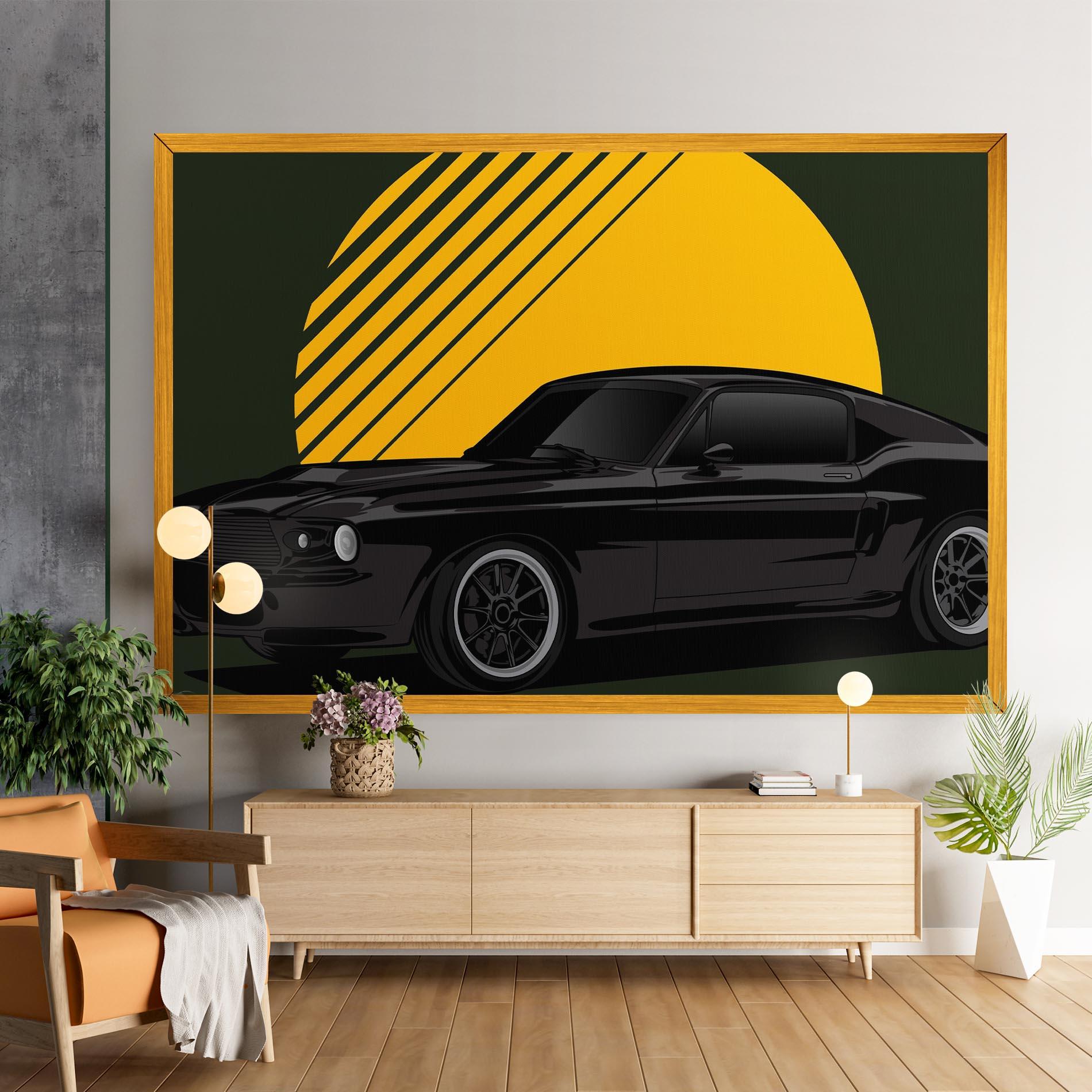 Tablou Canvas Black Car Sun mockup 9