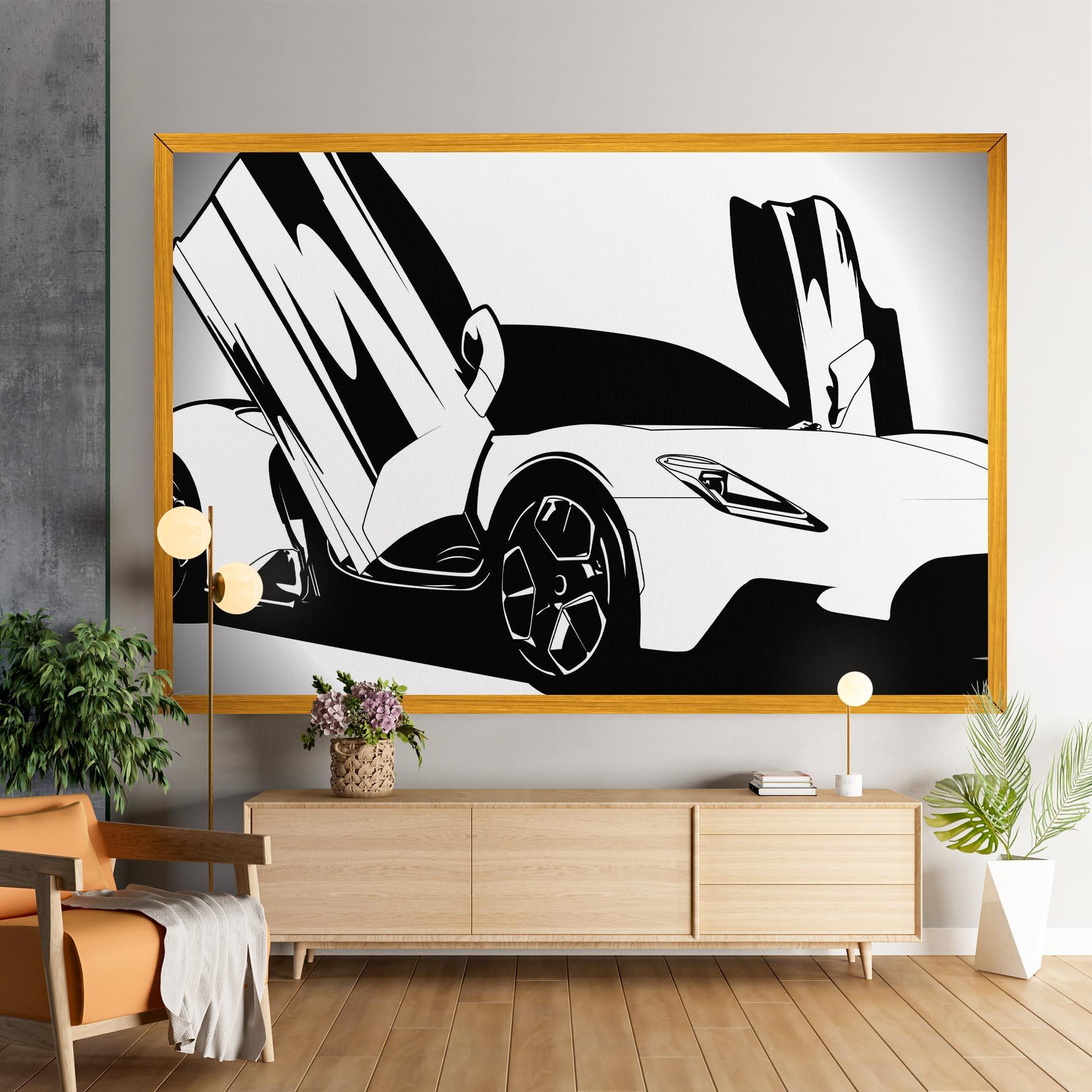 Tablou Canvas Black White Car mockup 9