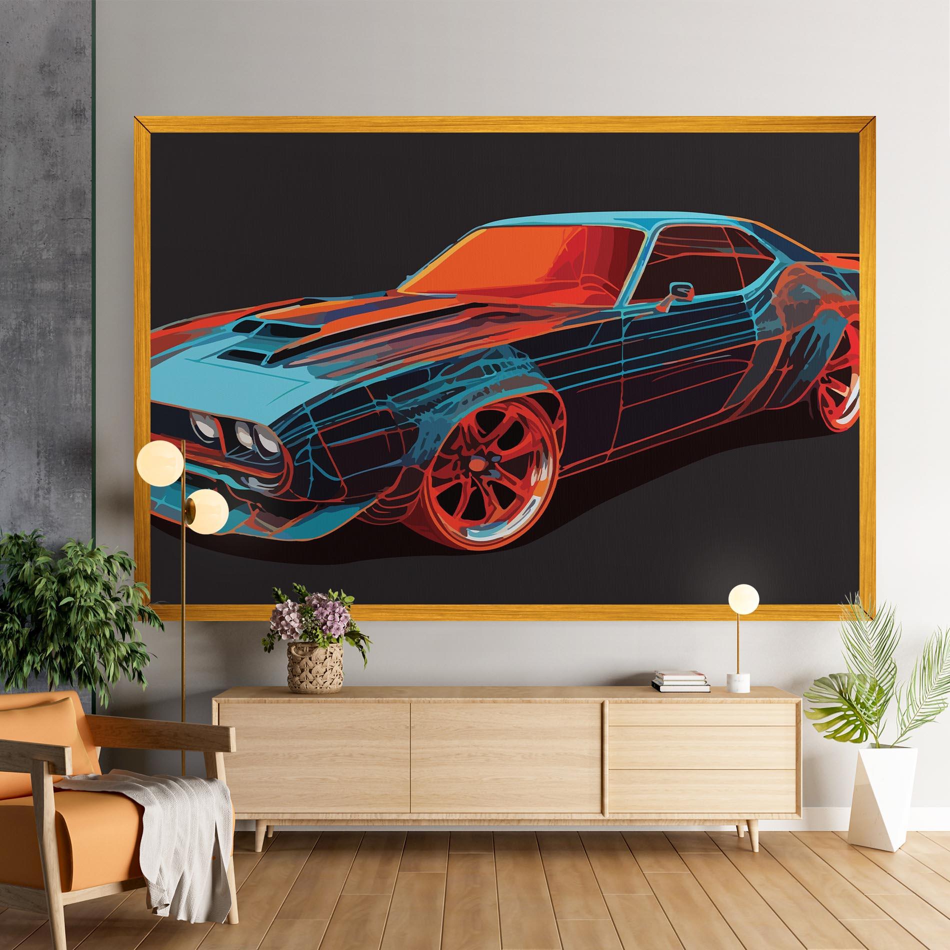 Tablou Canvas Blue Orange Car mockup 9