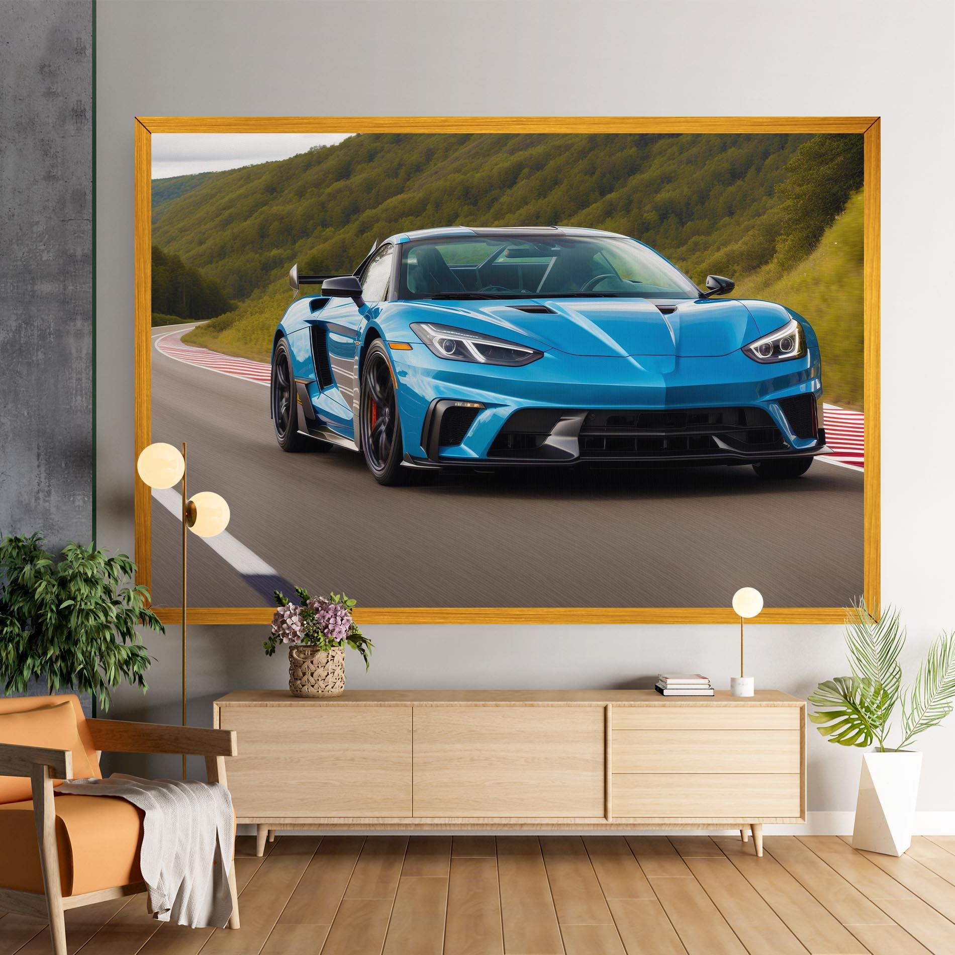 Tablou Canvas Blue Sport Car mockup 9