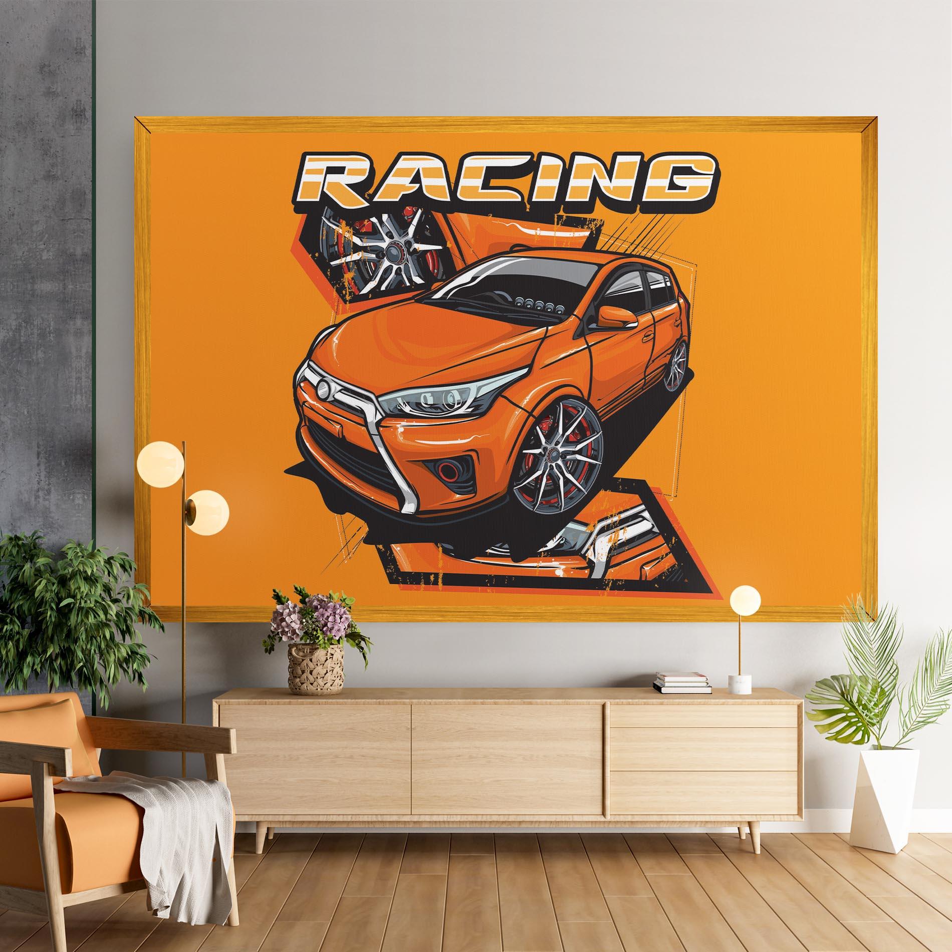 Tablou Canvas Racing Orange Car mockup 9