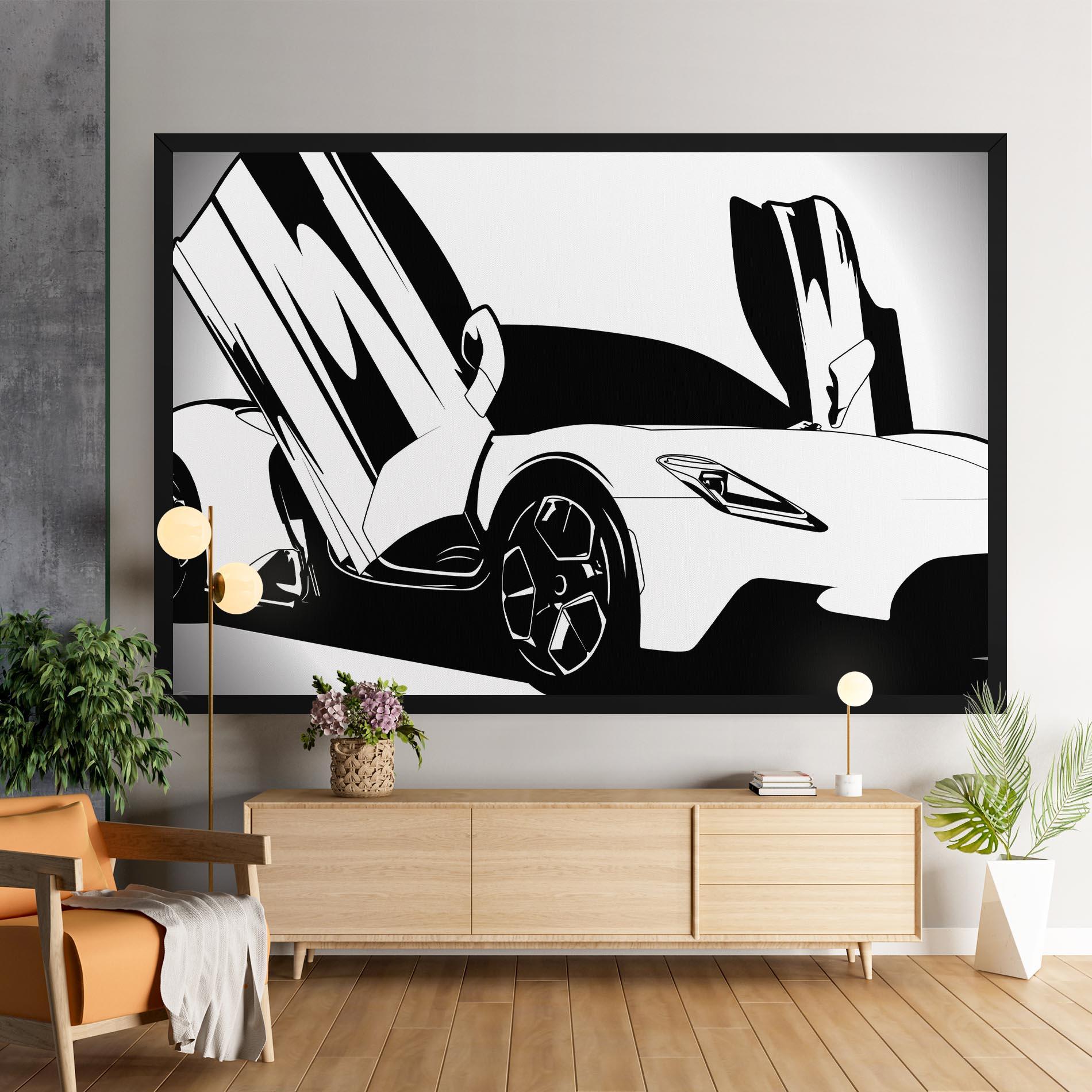 Tablou Canvas Black White Car mockup 9