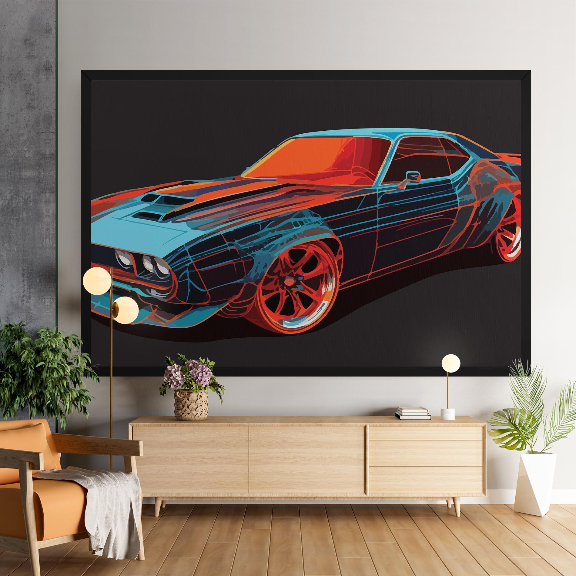 Tablou Canvas Blue Orange Car mockup 9