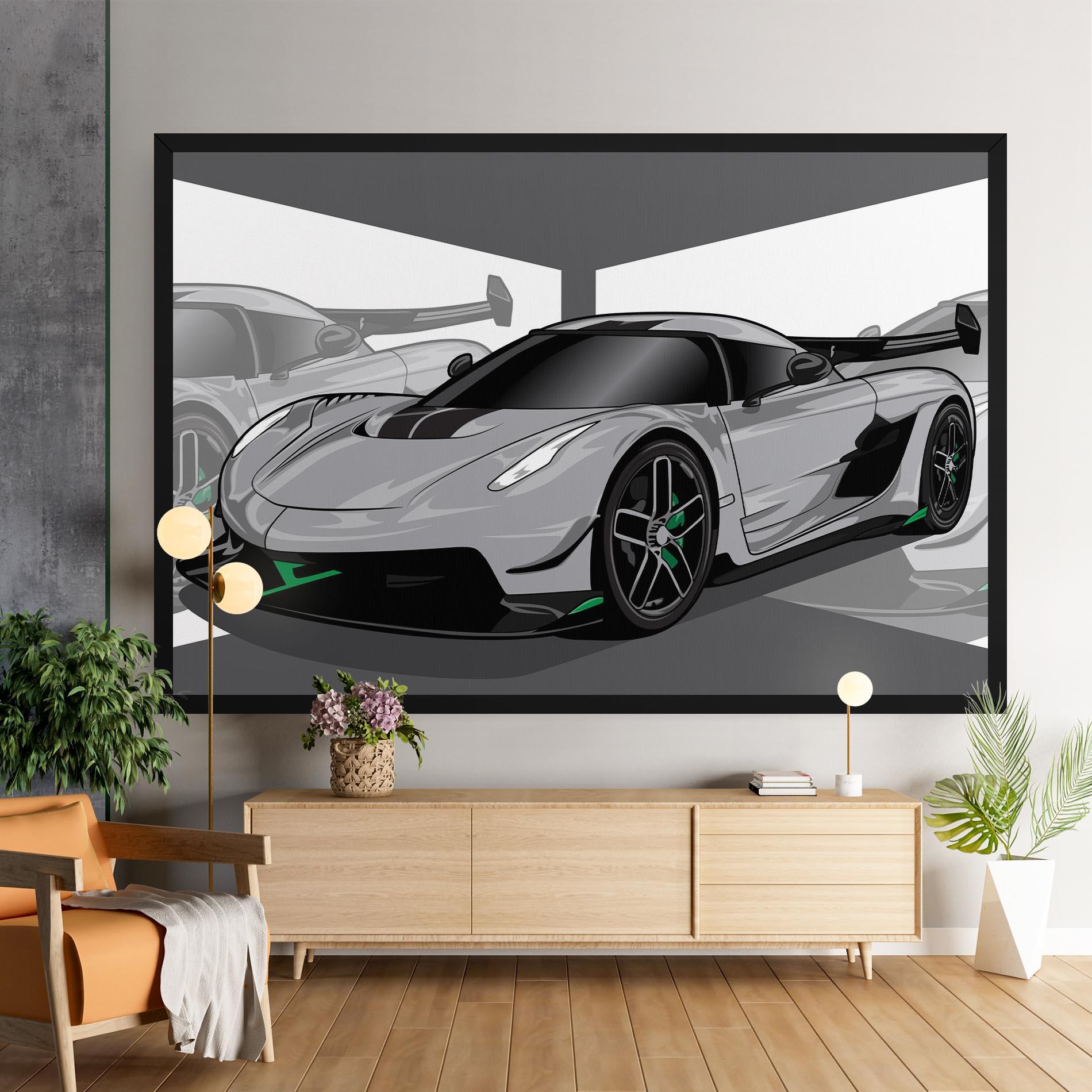 Tablou Canvas Grey Sport Car mockup 9