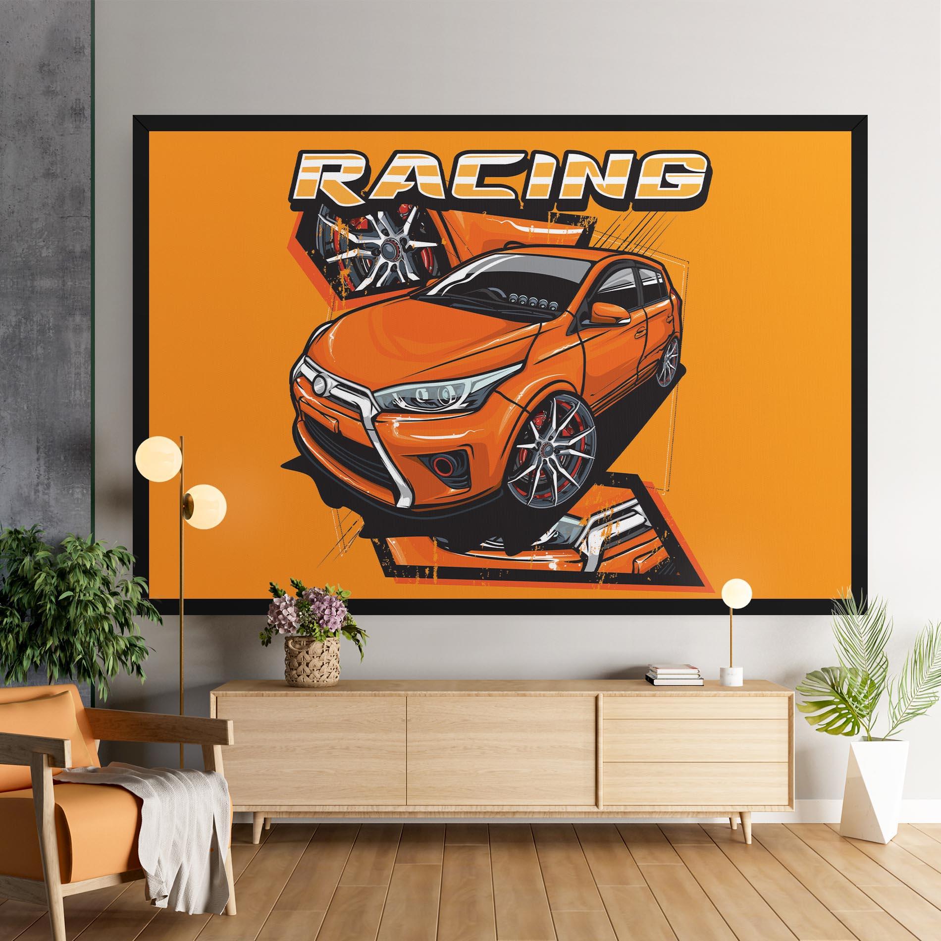 Tablou Canvas Racing Orange Car mockup 9