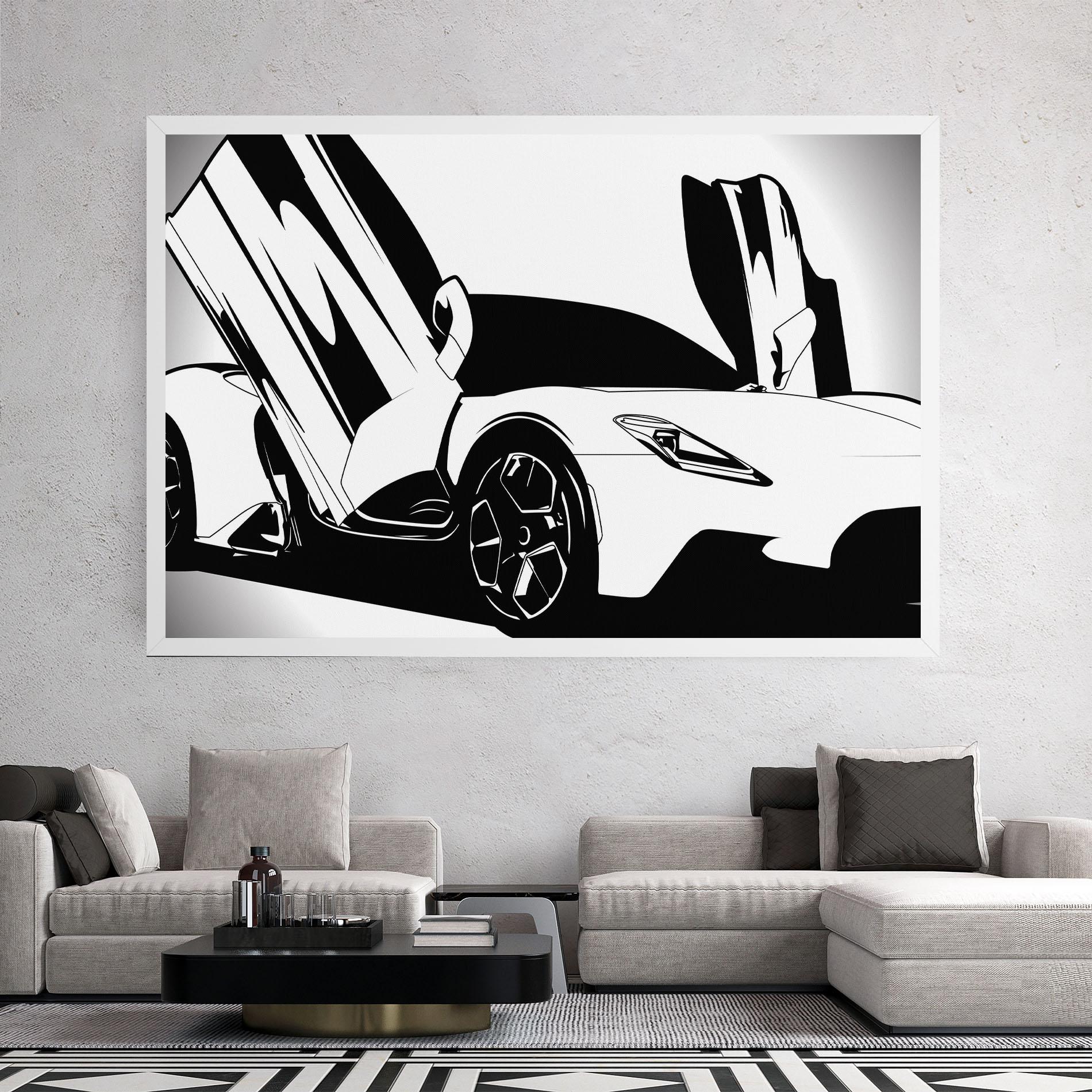 Tablou Canvas Black White Car mockup 2