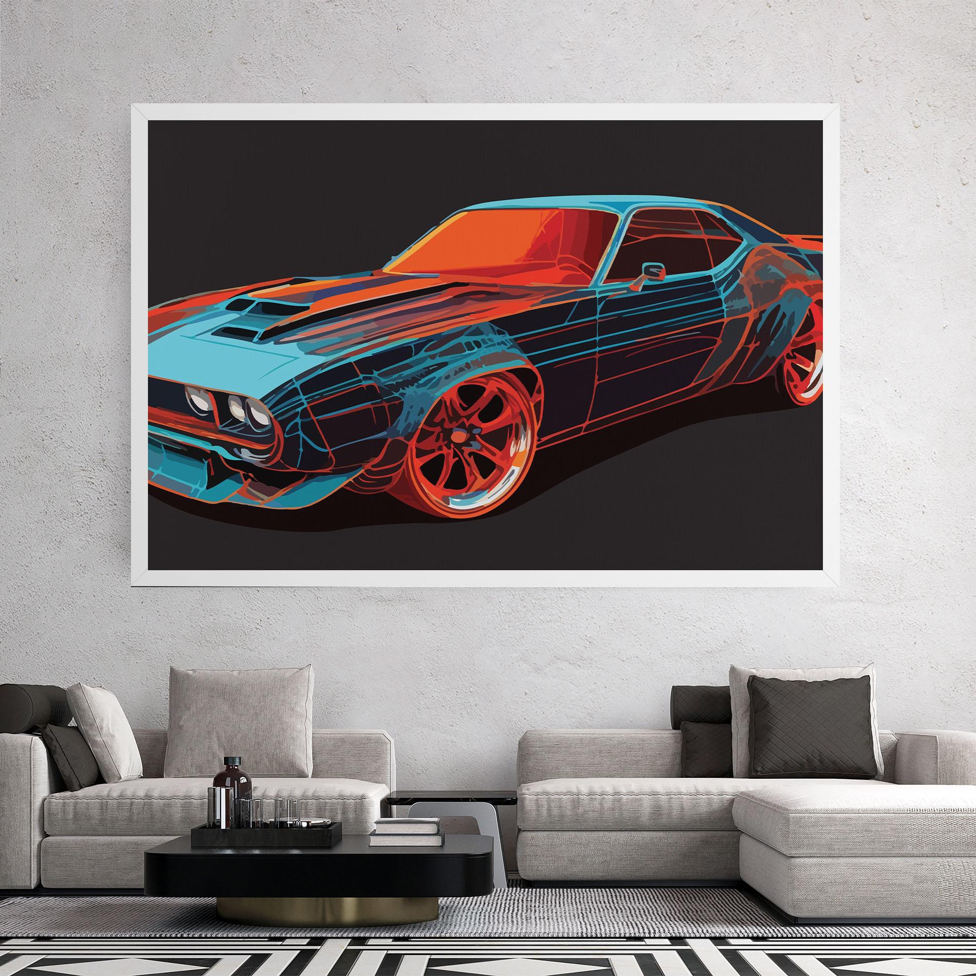 Tablou Canvas Blue Orange Car mockup 2