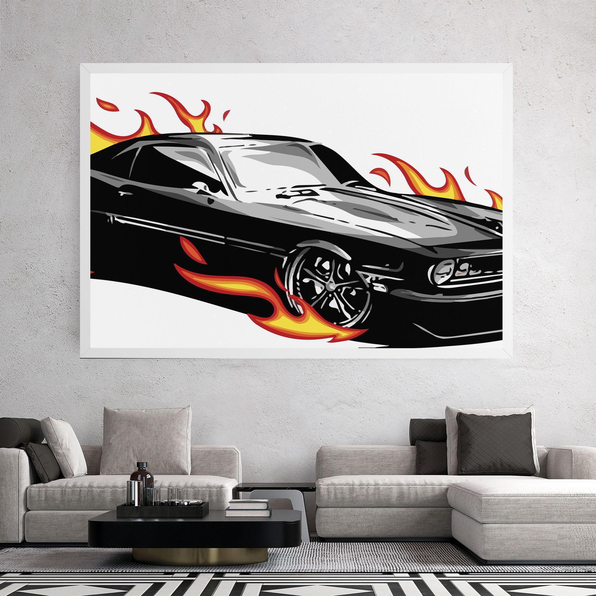 Tablou Canvas Fire Black Car mockup 2