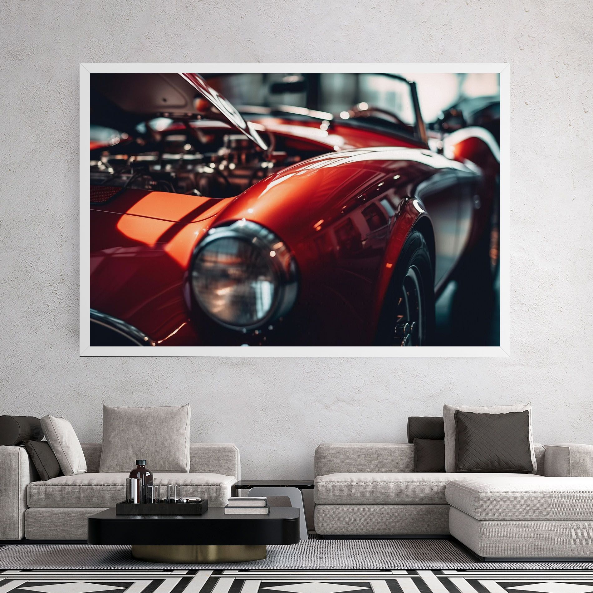 Old Vintage Red Car mockup 2