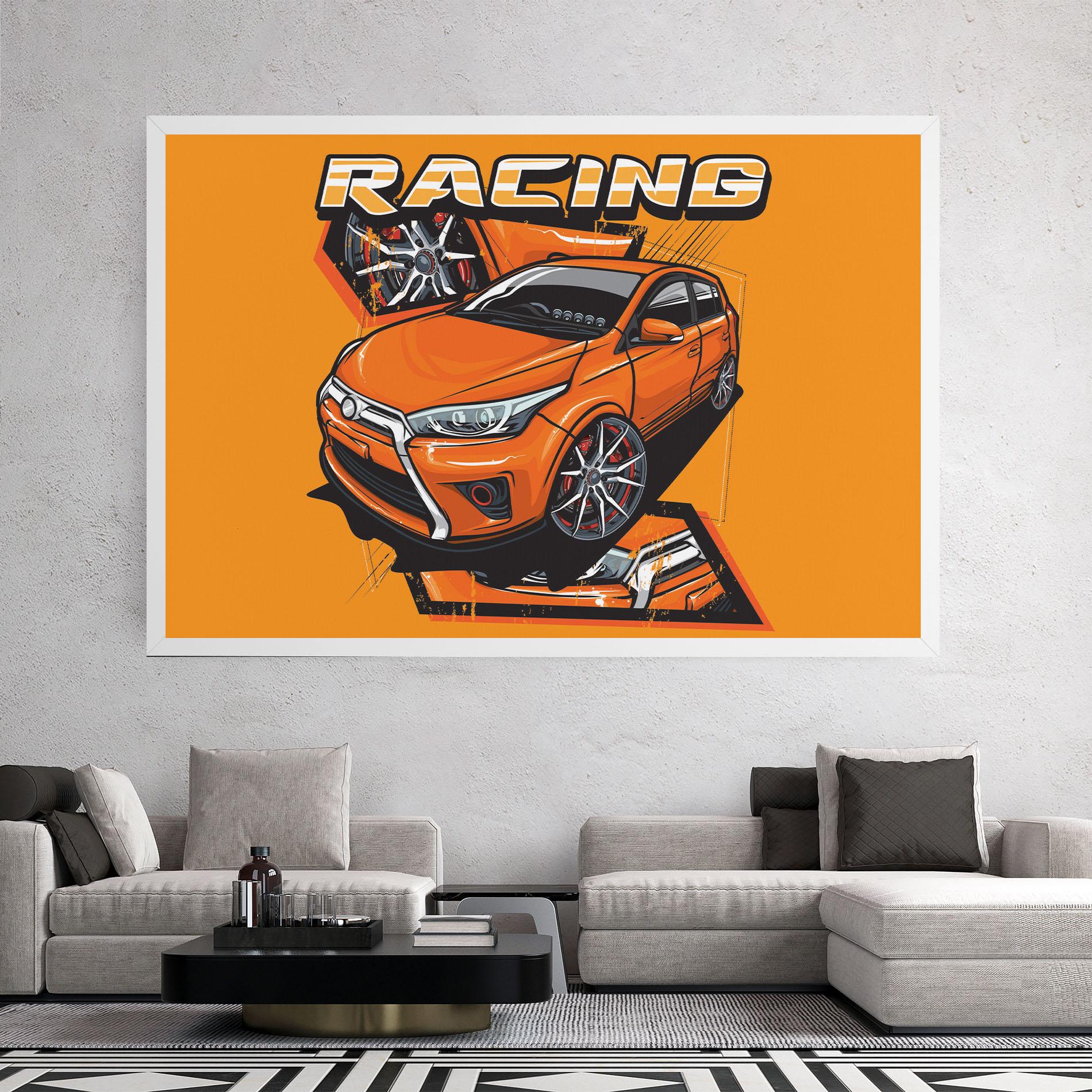 Tablou Canvas Racing Orange Car mockup 2