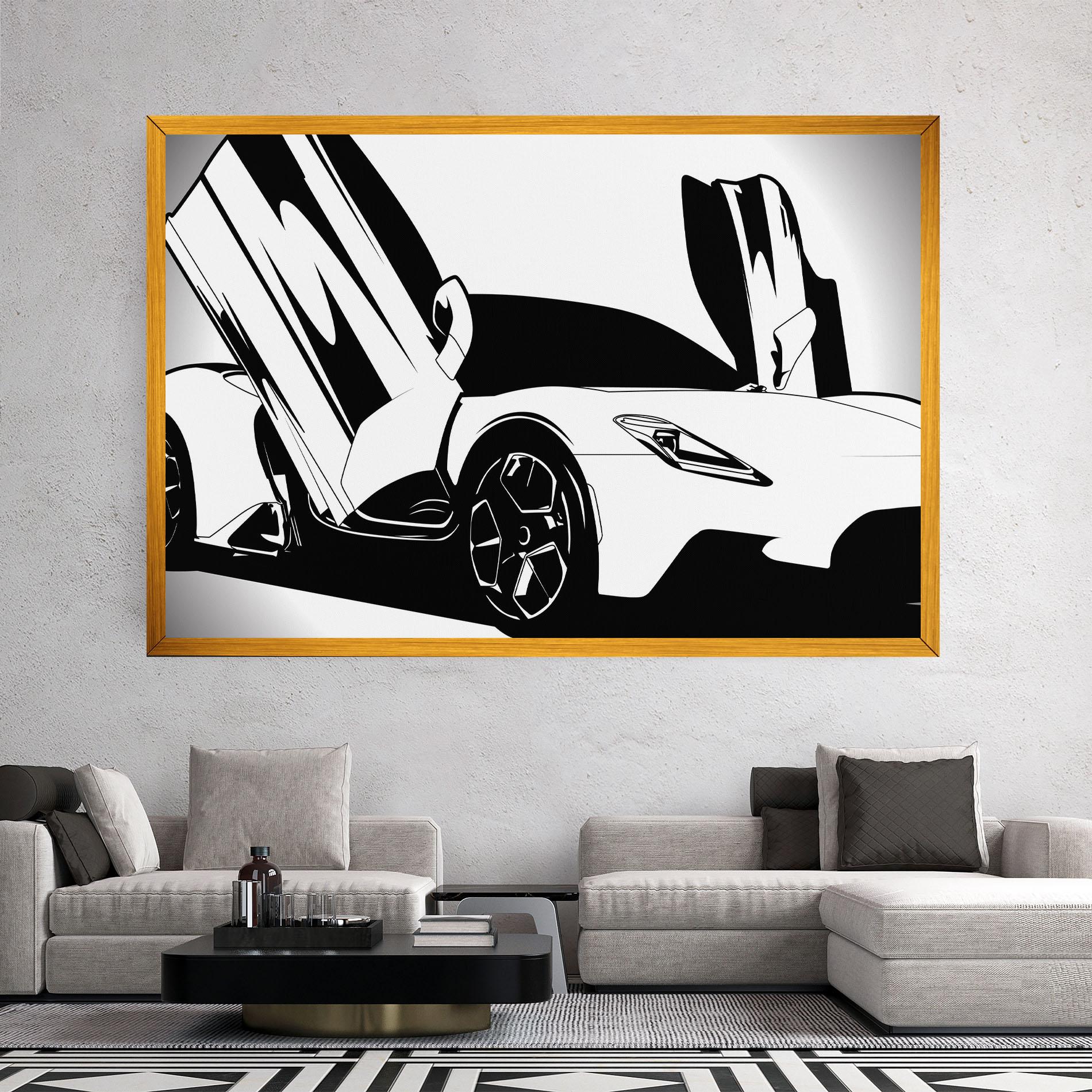 Tablou Canvas Black White Car mockup 2