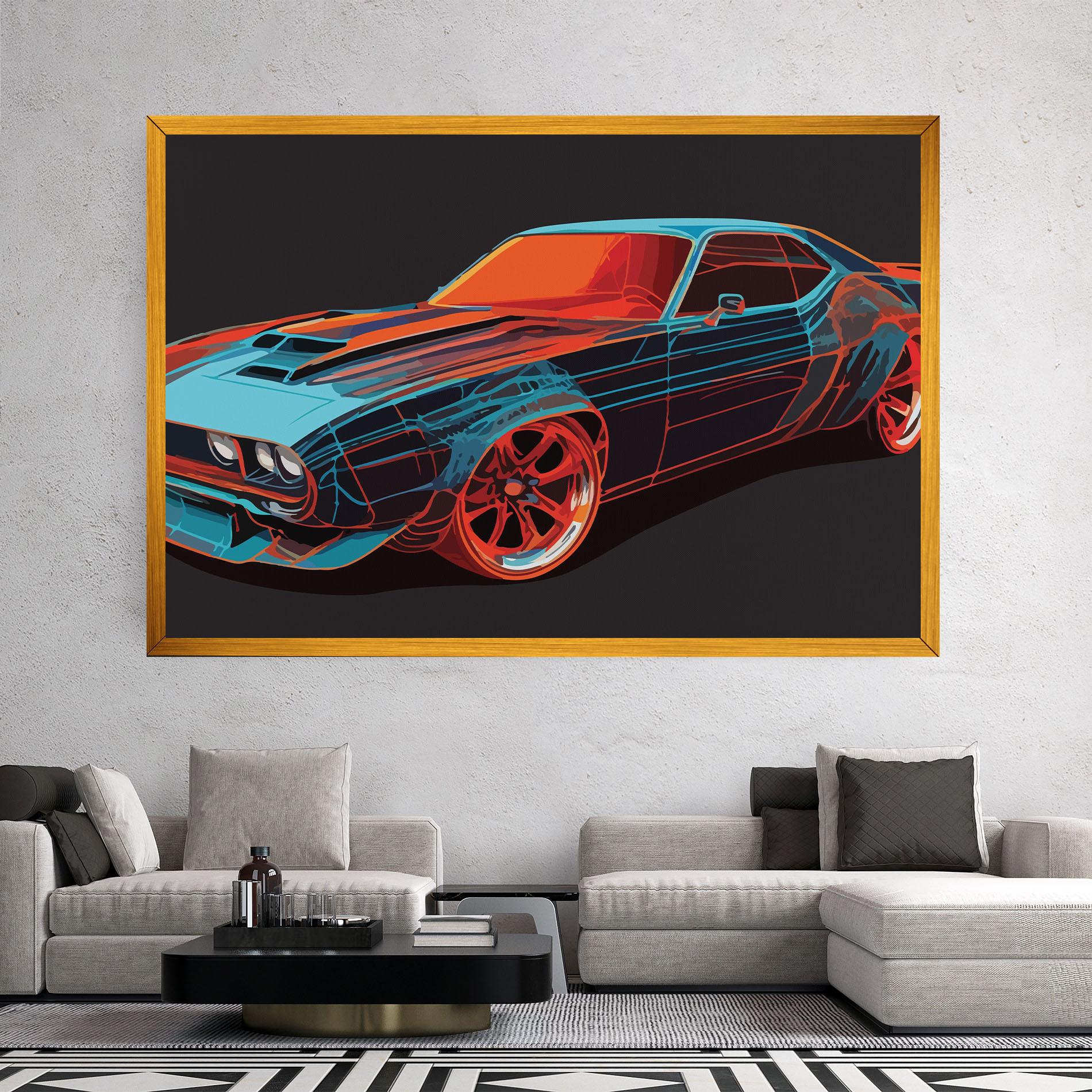 Tablou Canvas Blue Orange Car mockup 2