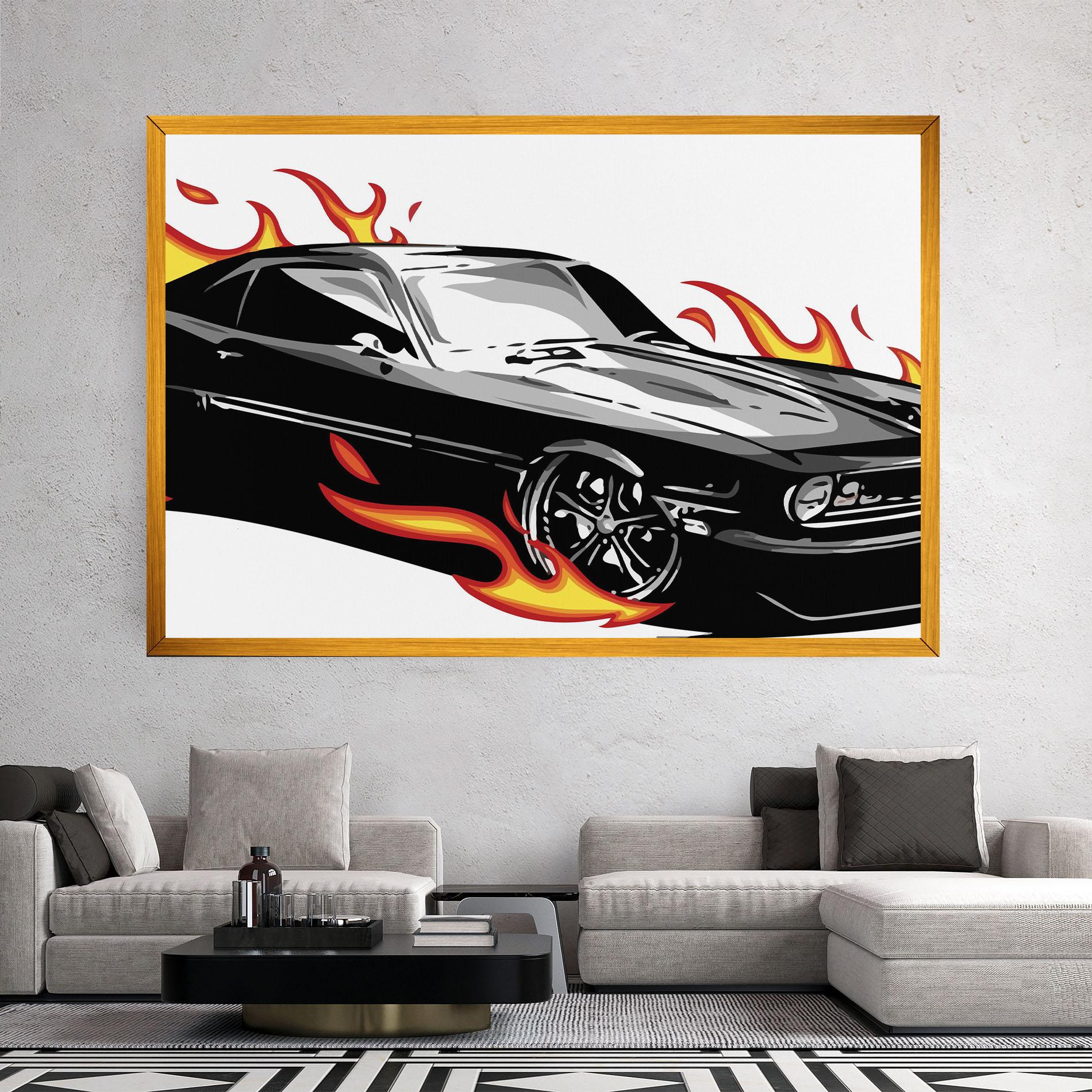 Tablou Canvas Fire Black Car mockup 2