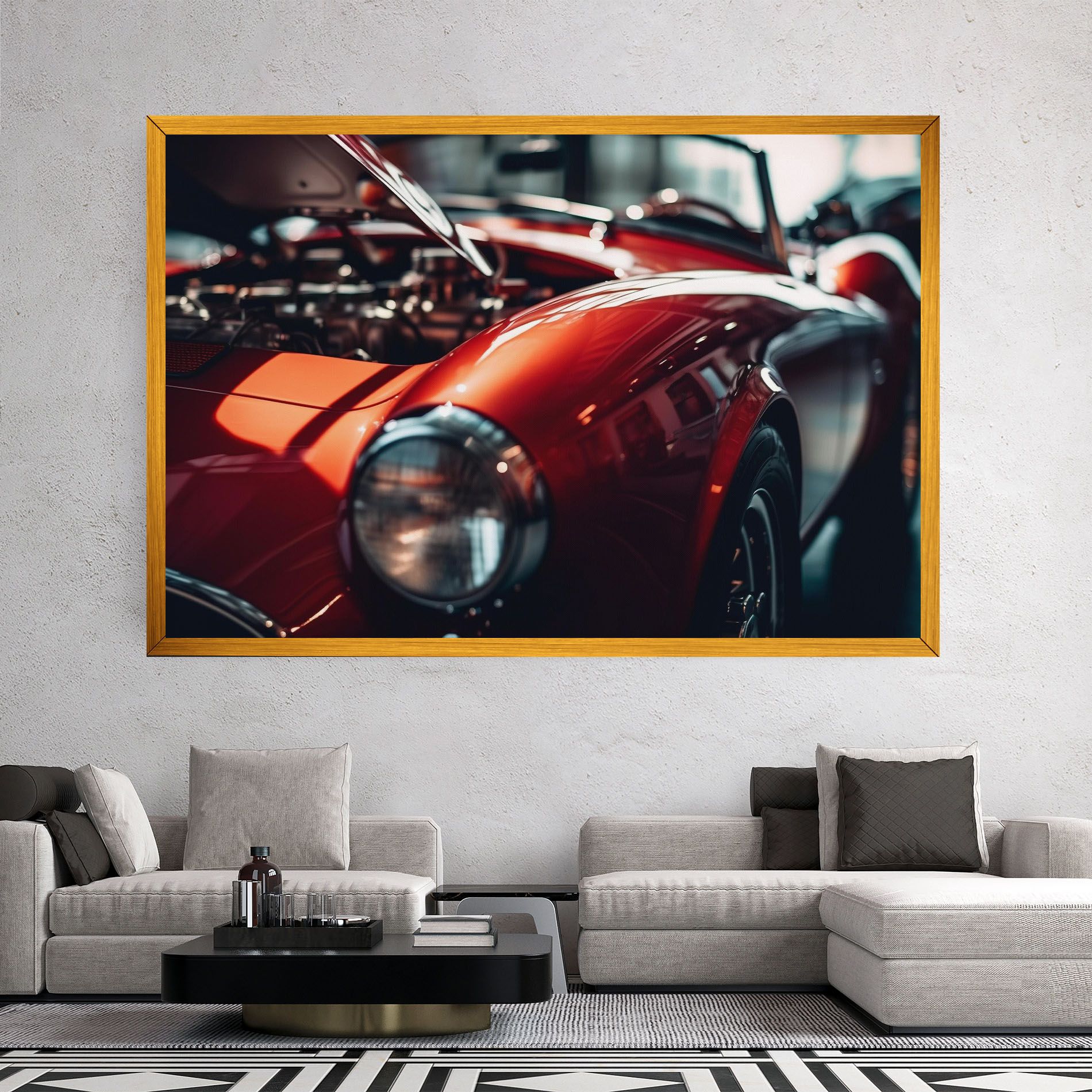 Old Vintage Red Car mockup 2