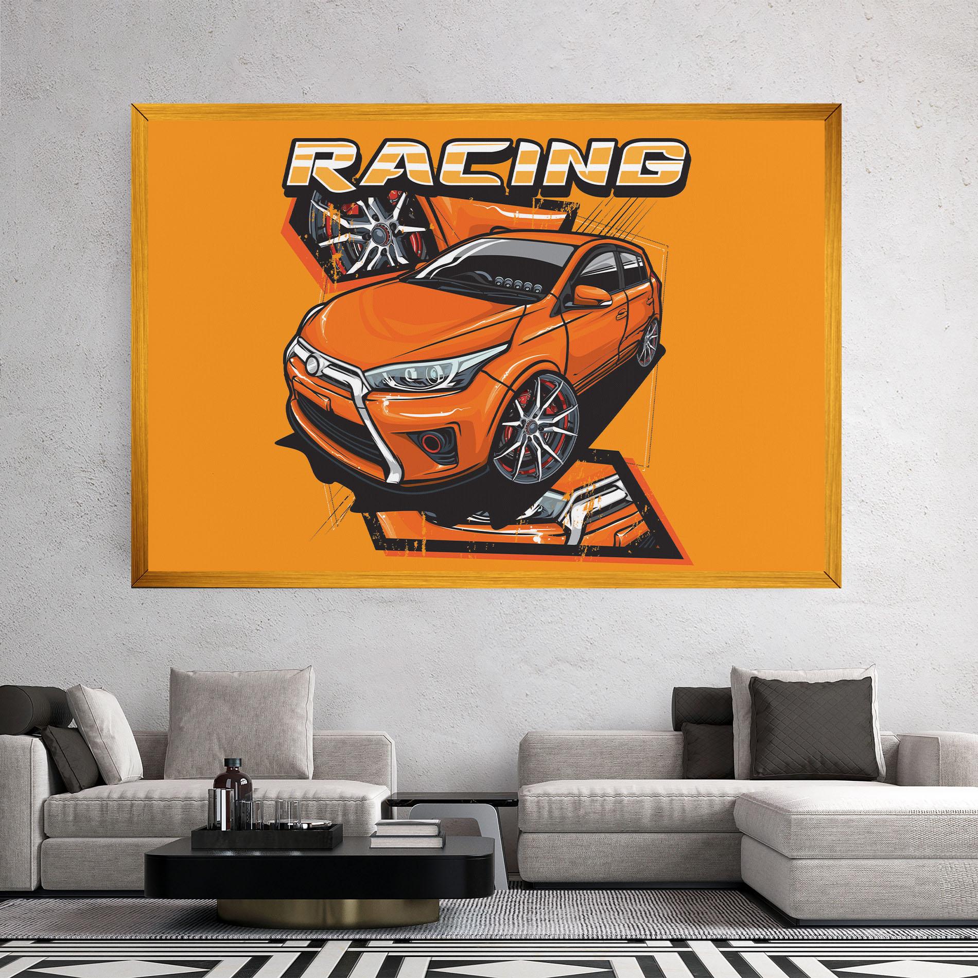 Tablou Canvas Racing Orange Car mockup 2