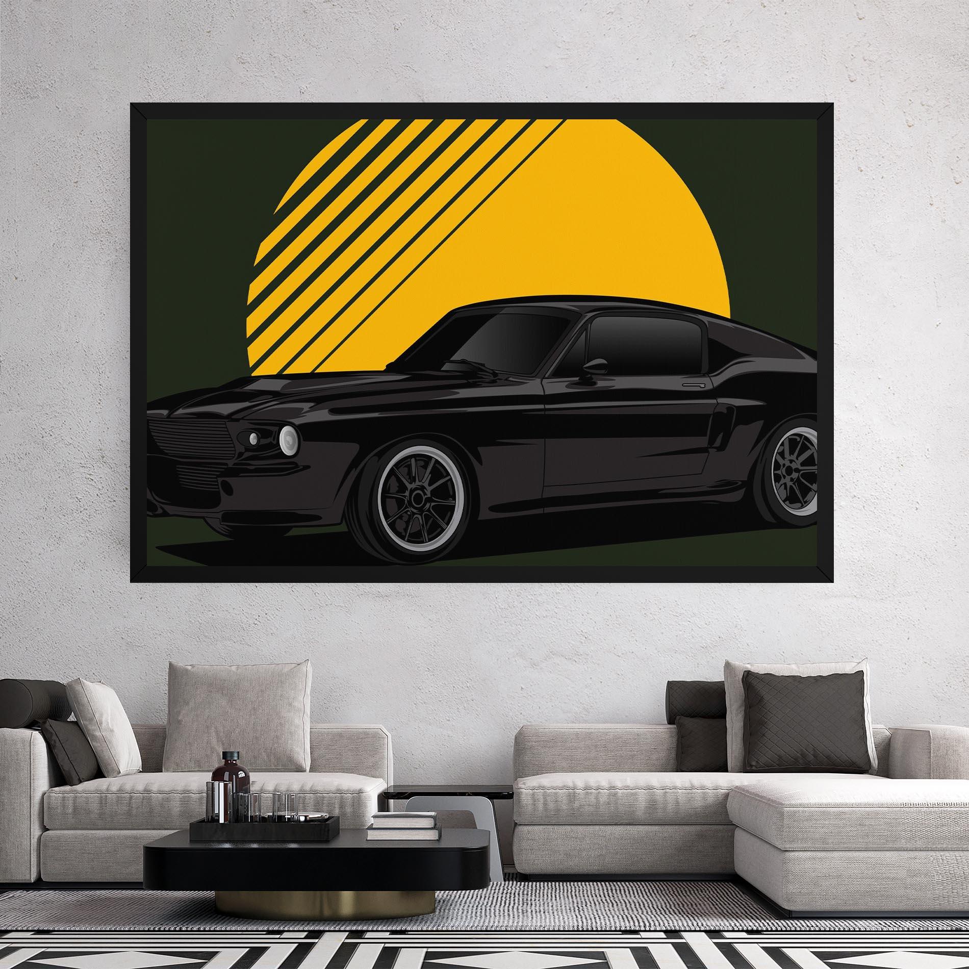 Tablou Canvas Black Car Sun mockup 2