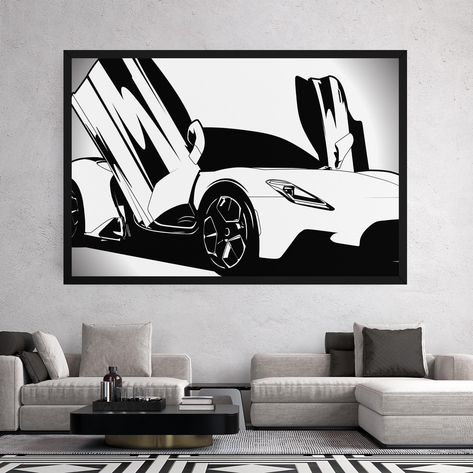 Tablou Canvas Black White Car mockup 2