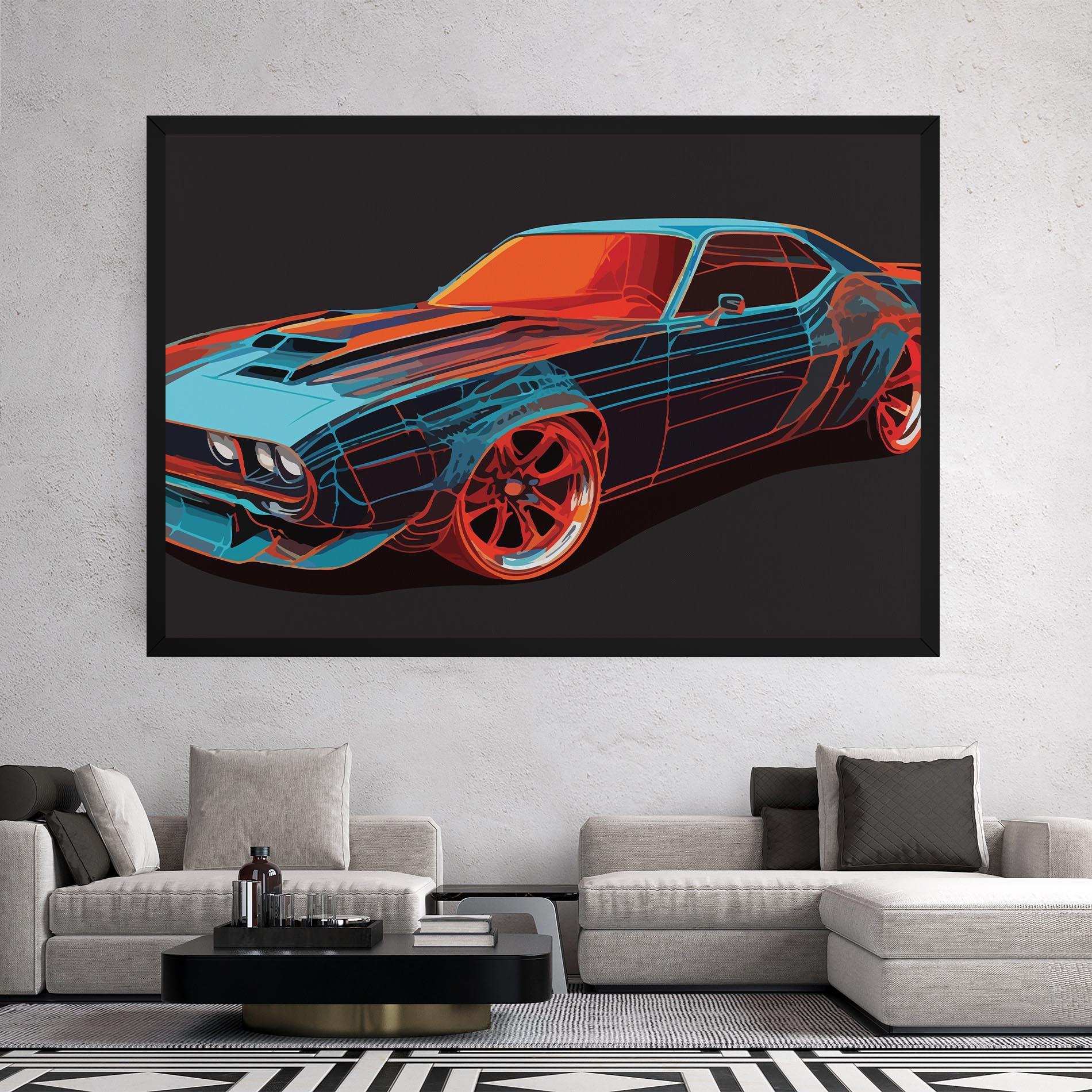 Tablou Canvas Blue Orange Car mockup 2