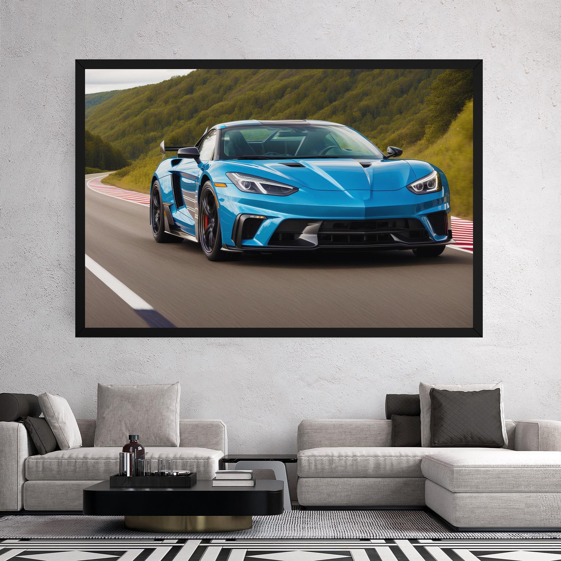 Tablou Canvas Blue Sport Car mockup 2