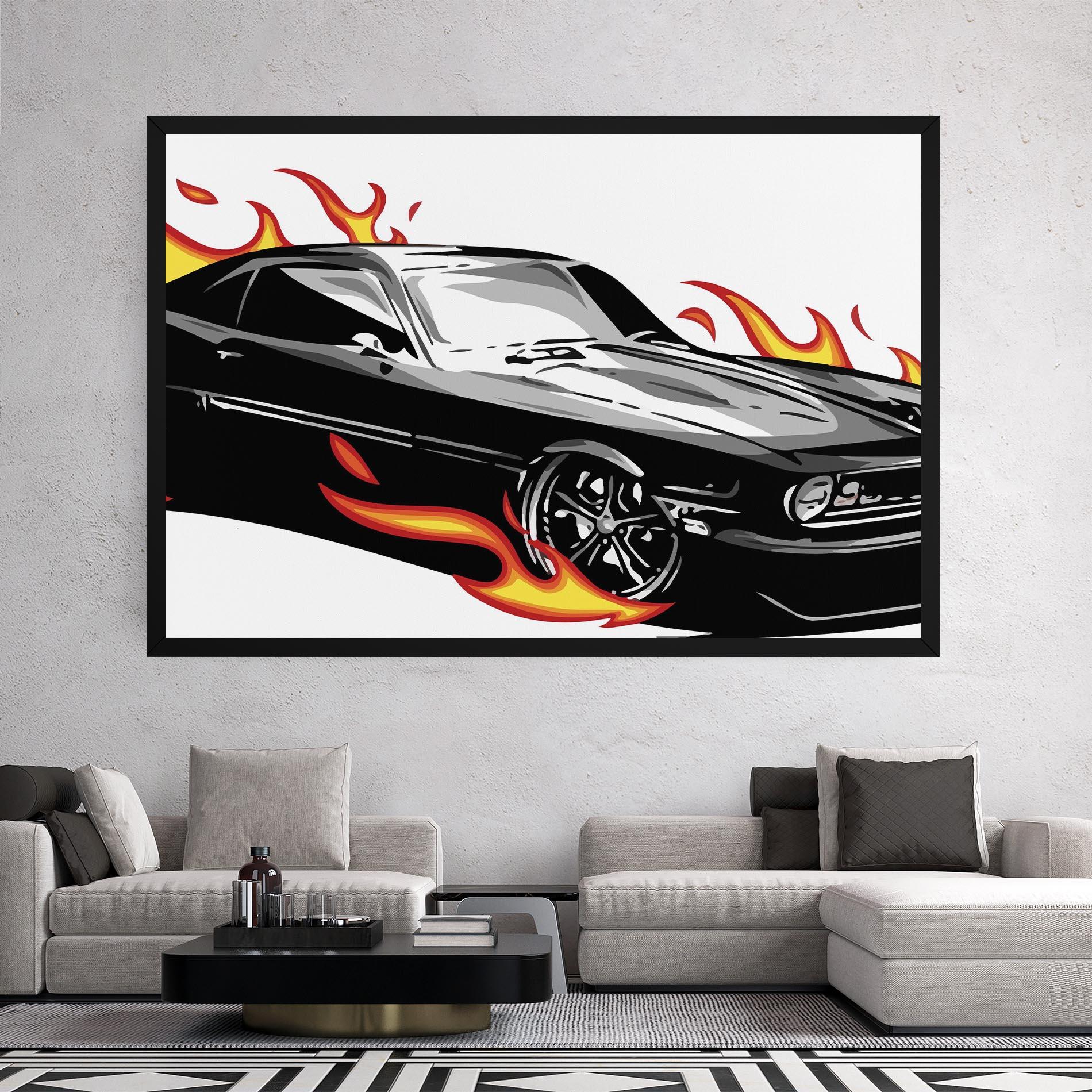 Tablou Canvas Fire Black Car mockup 2