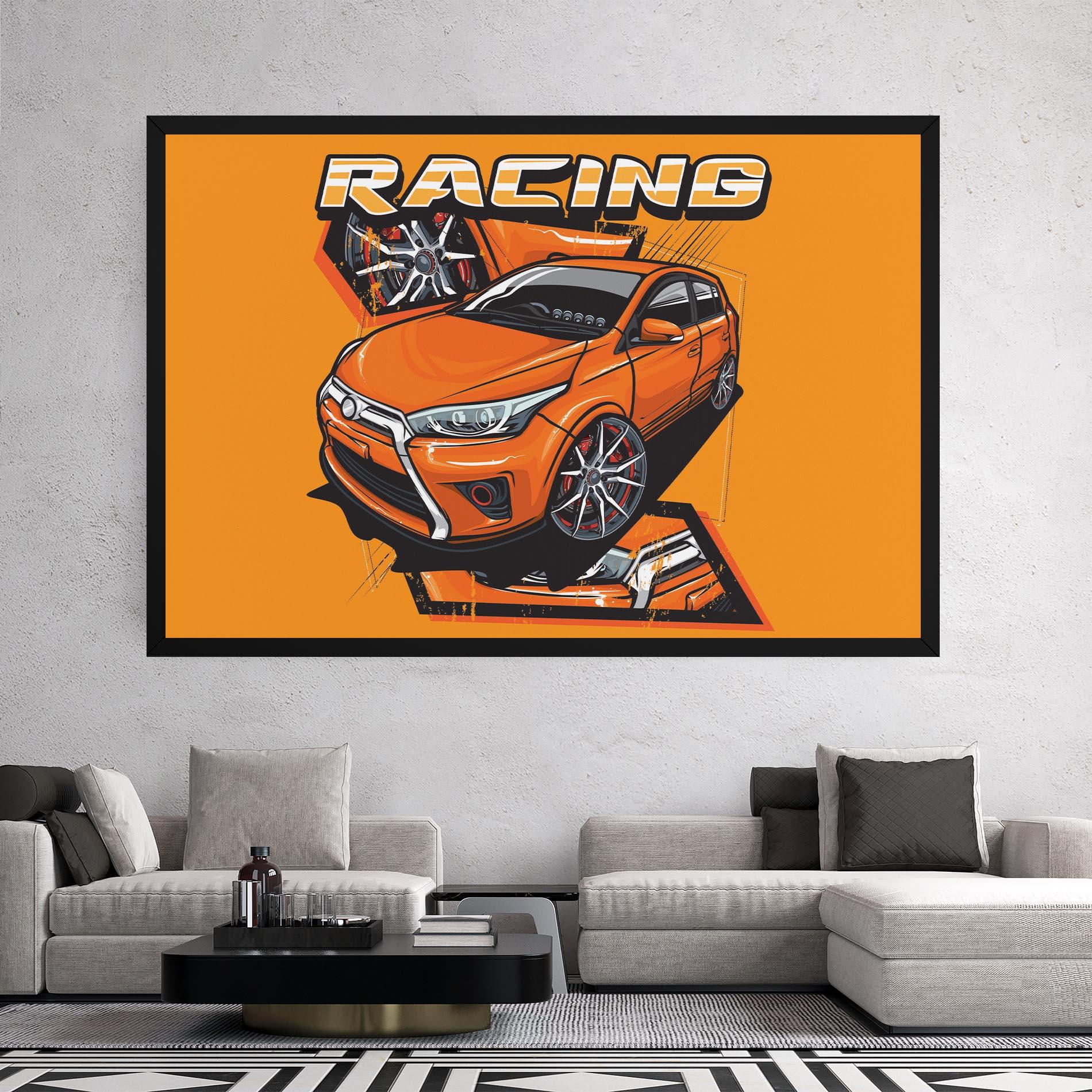 Tablou Canvas Racing Orange Car mockup 2