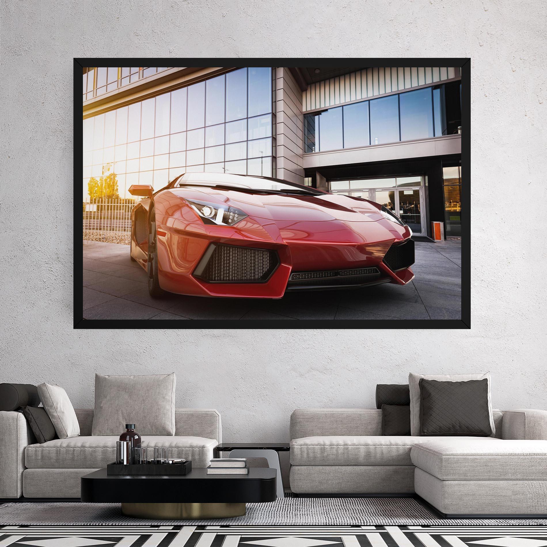 Tablou Canvas Red Lambo Outside mockup 2