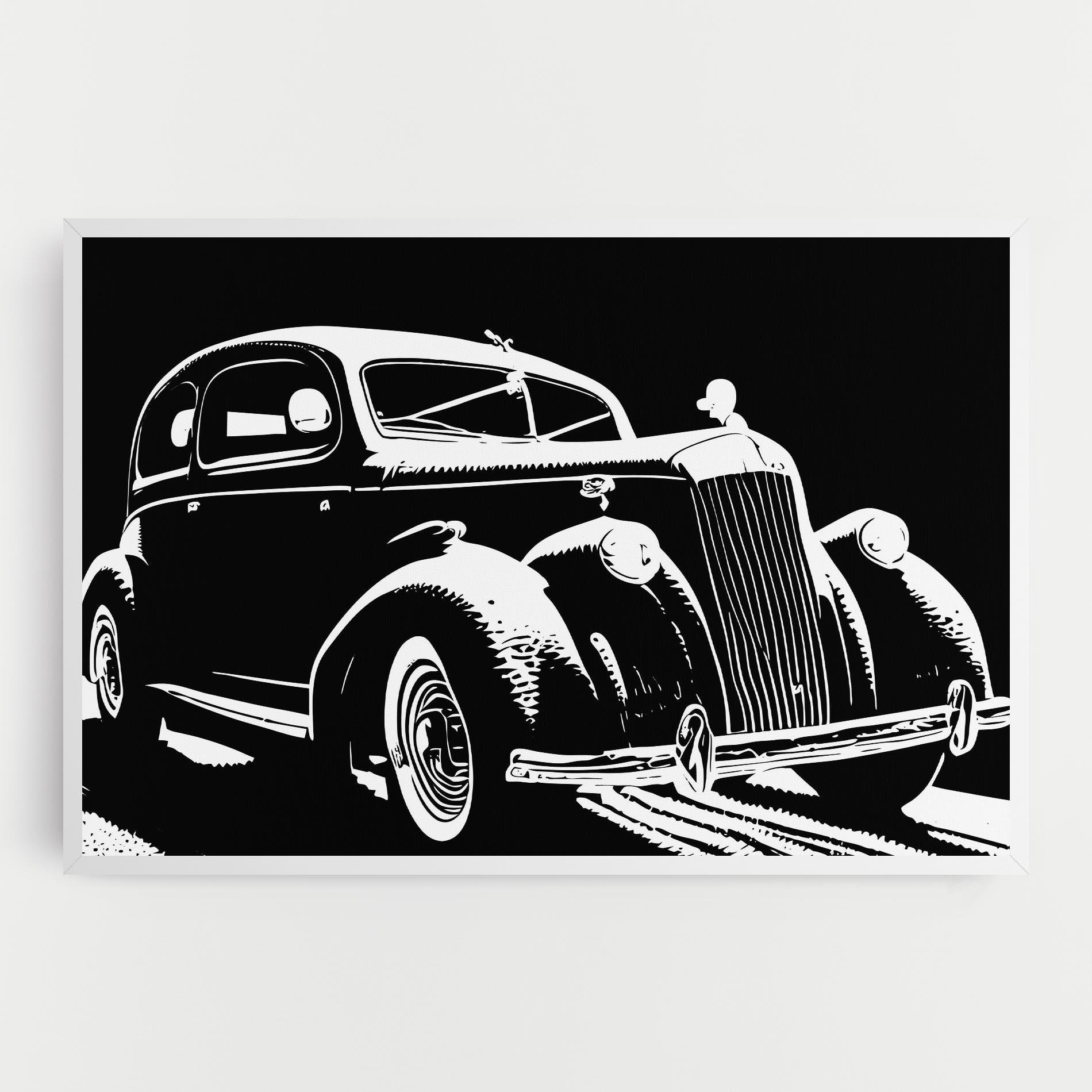 Tablou Canvas Old Car Shilouette mockup 0