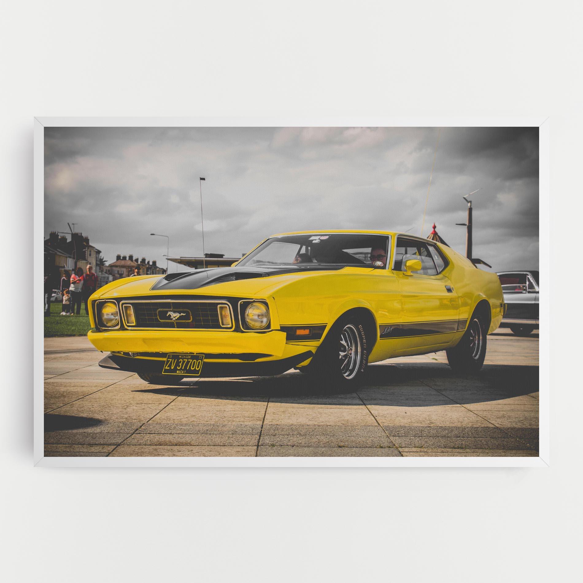 Tablou Canvas Vintage Yellow Car mockup 0