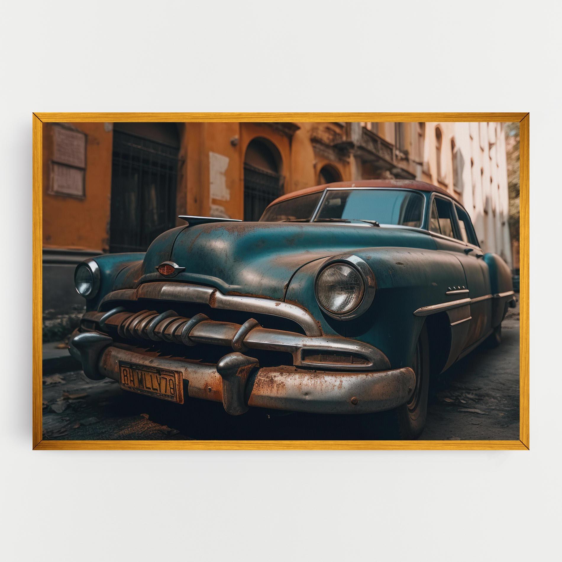 Tablou Canvas Blue Old Car mockup 0
