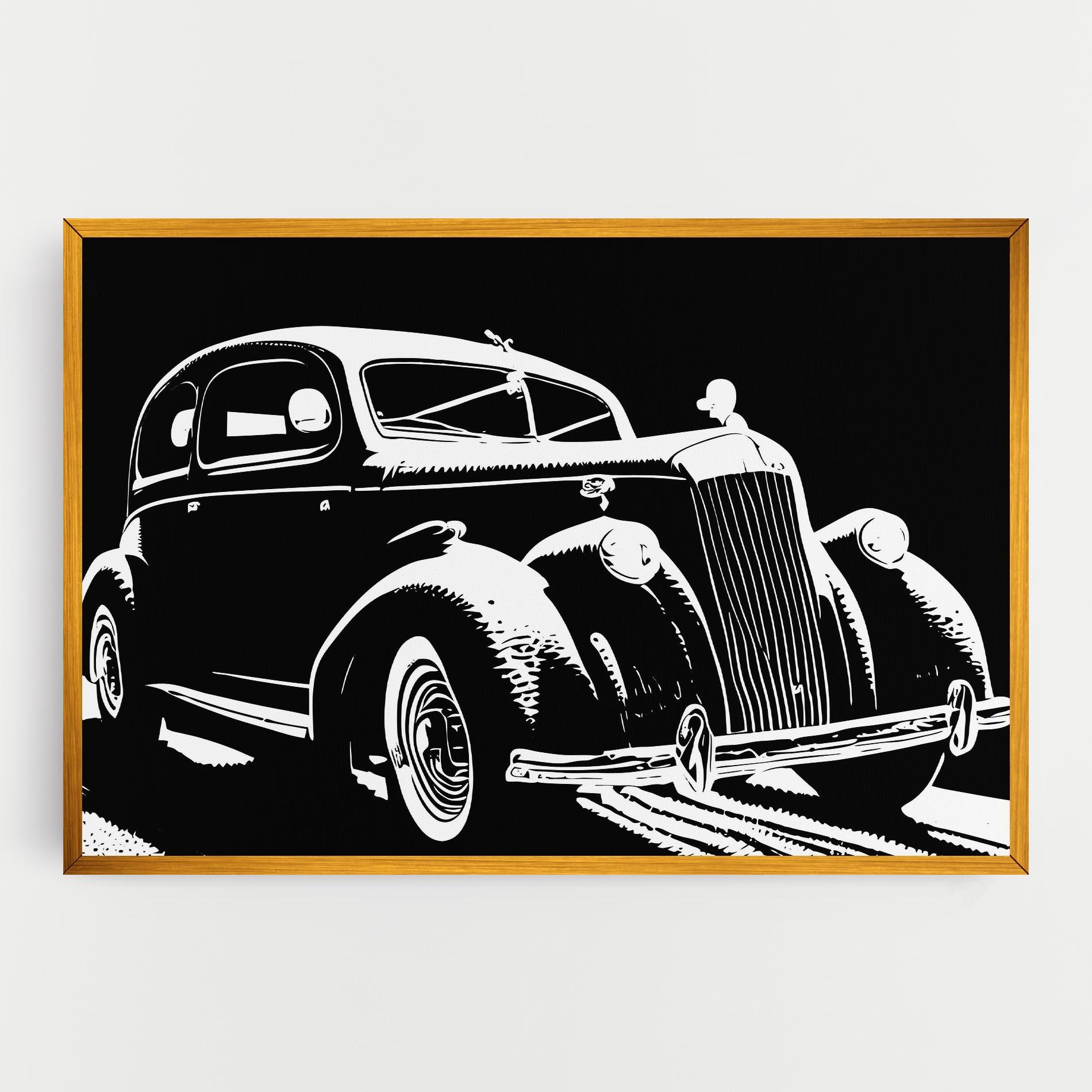 Tablou Canvas Old Car Shilouette mockup 0