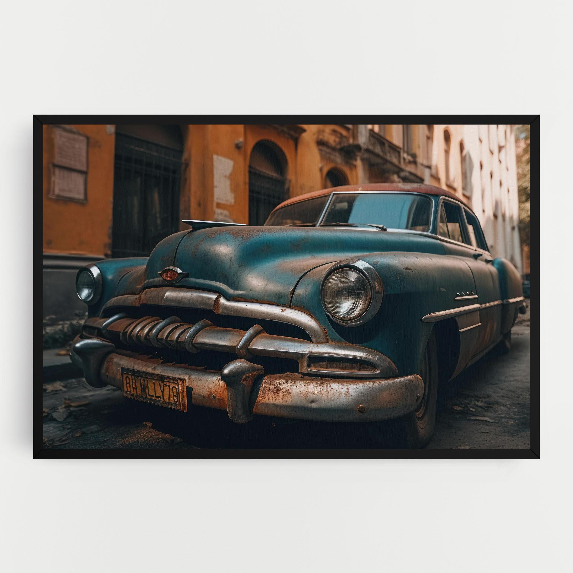 Tablou Canvas Blue Old Car mockup 0