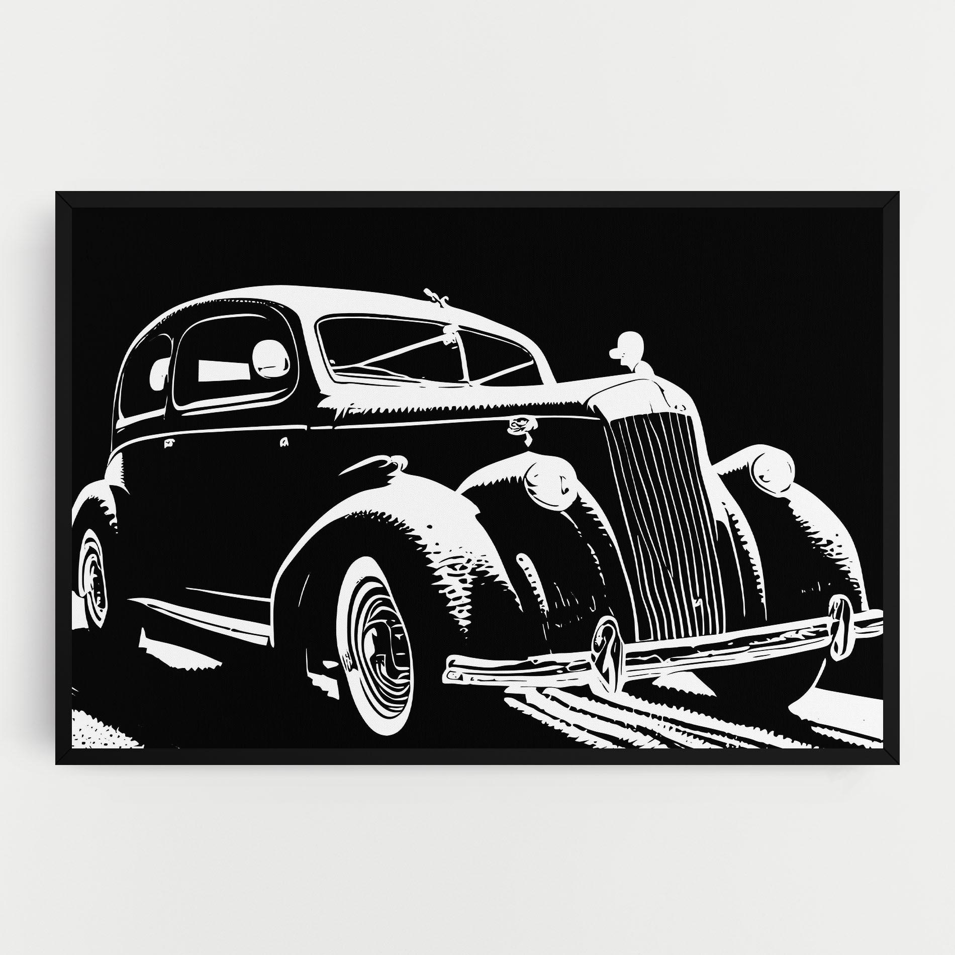 Tablou Canvas Old Car Shilouette mockup 0