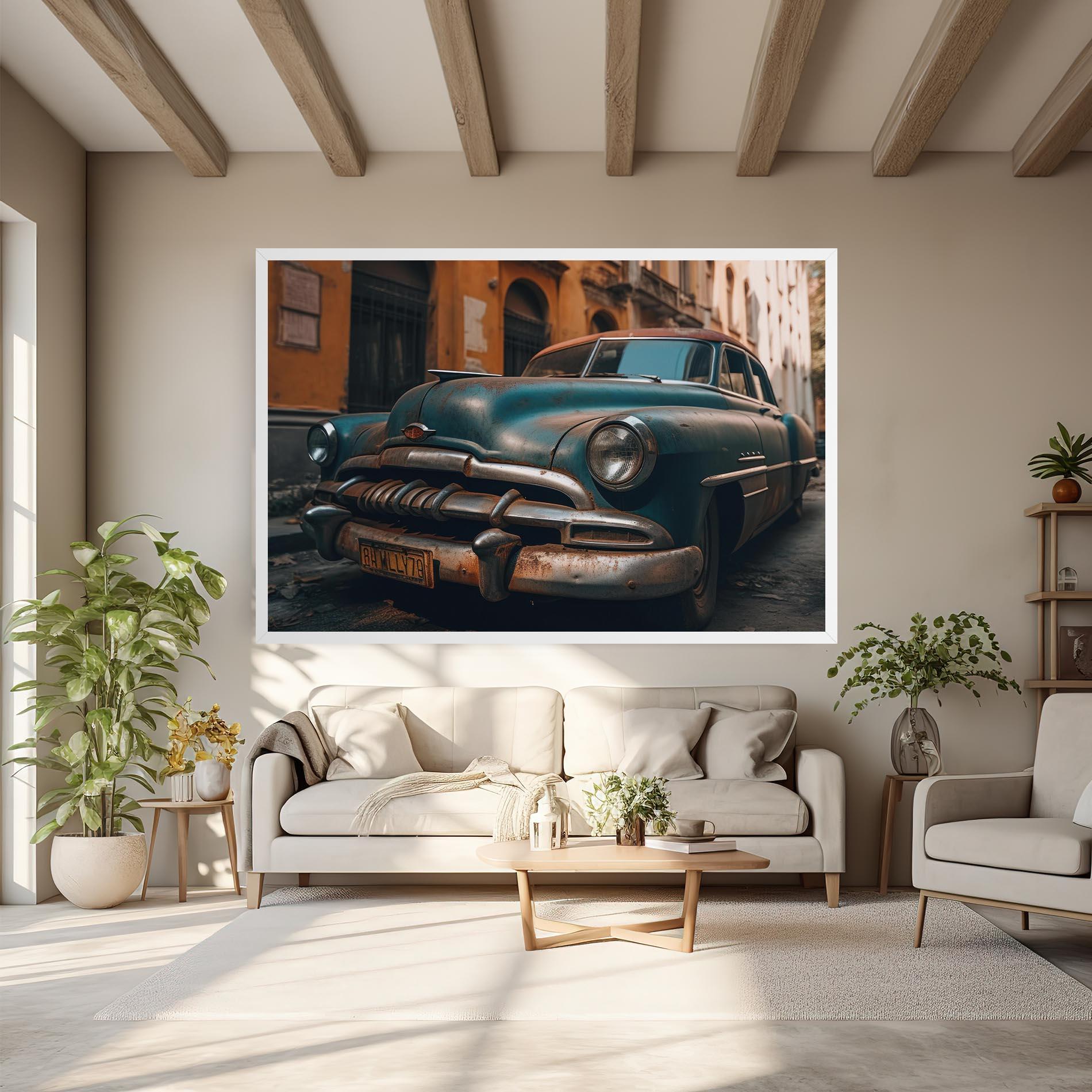 Tablou Canvas Blue Old Car mockup 6