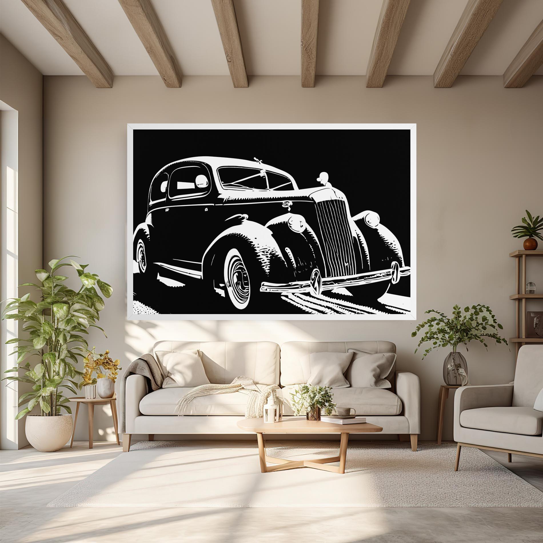 Tablou Canvas Old Car Shilouette mockup 6