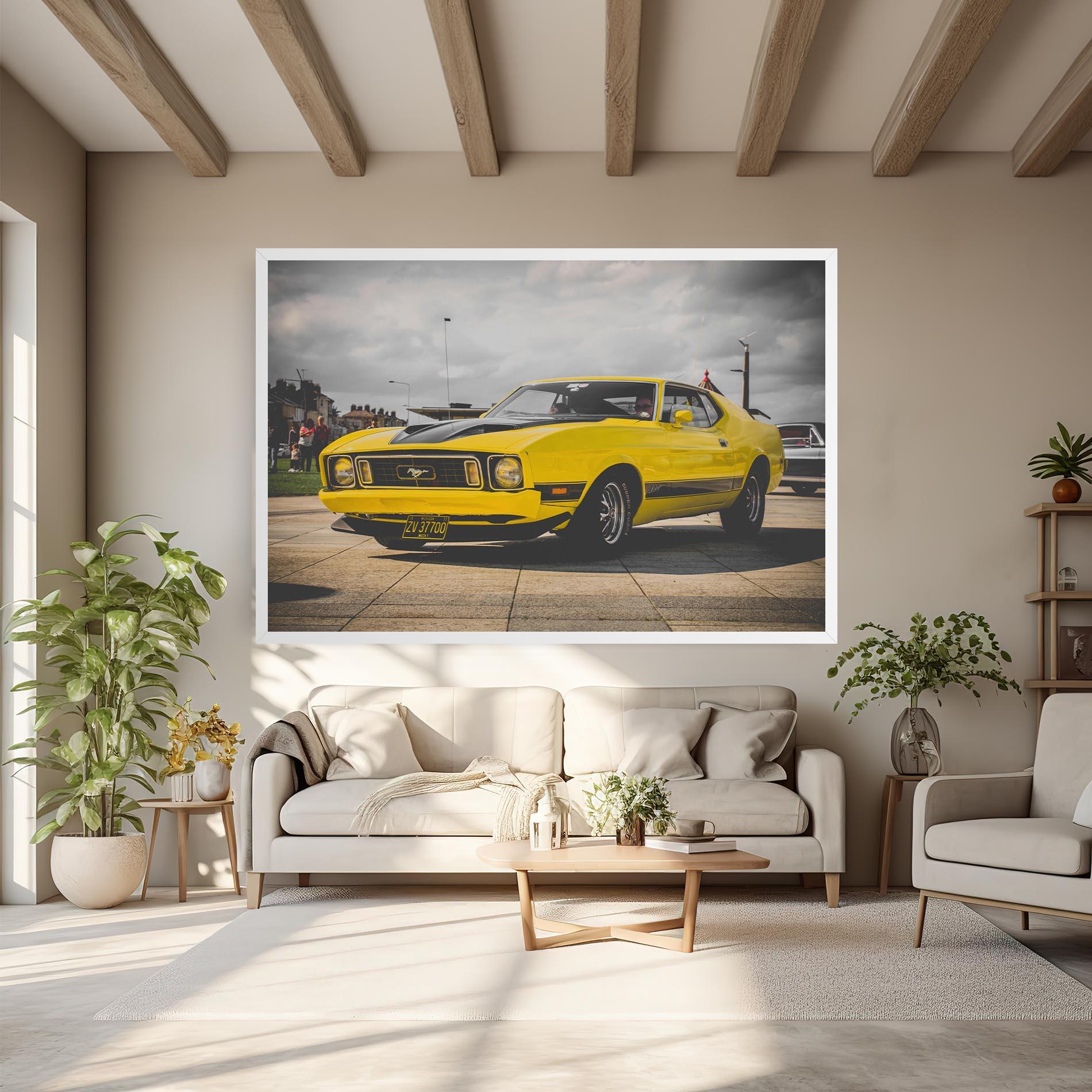 Tablou Canvas Vintage Yellow Car mockup 6