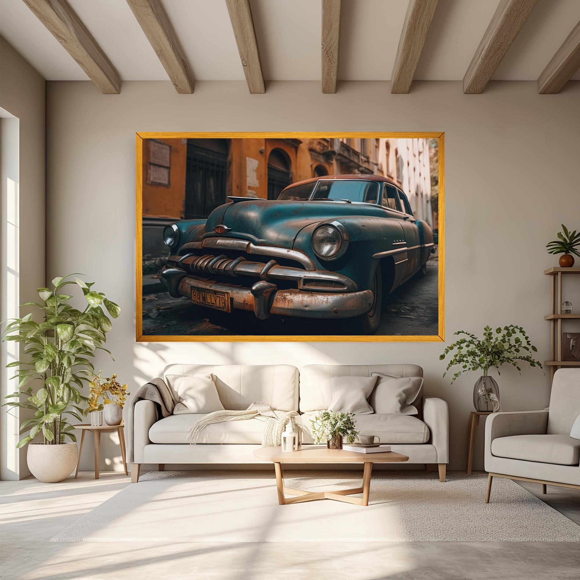 Tablou Canvas Blue Old Car mockup 6