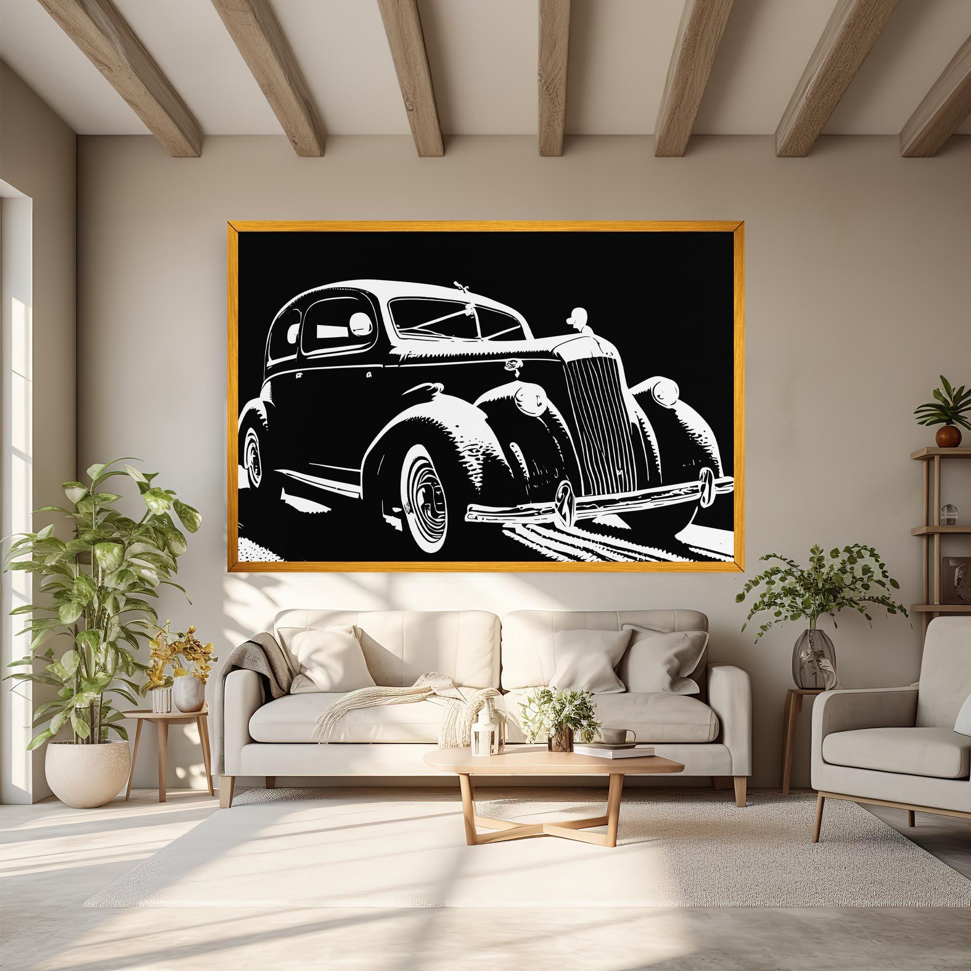 Tablou Canvas Old Car Shilouette mockup 6