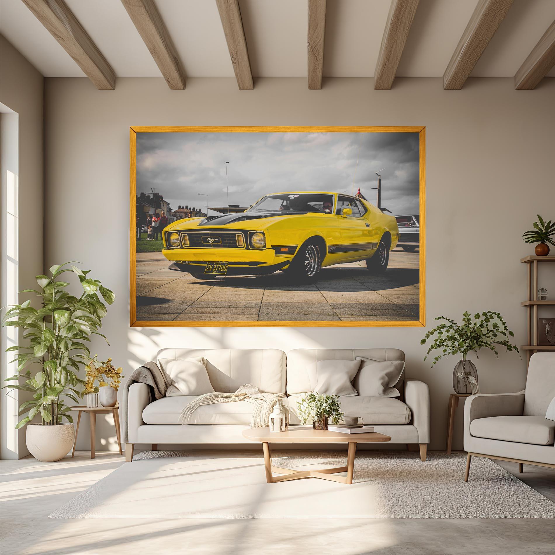 Tablou Canvas Vintage Yellow Car mockup 6