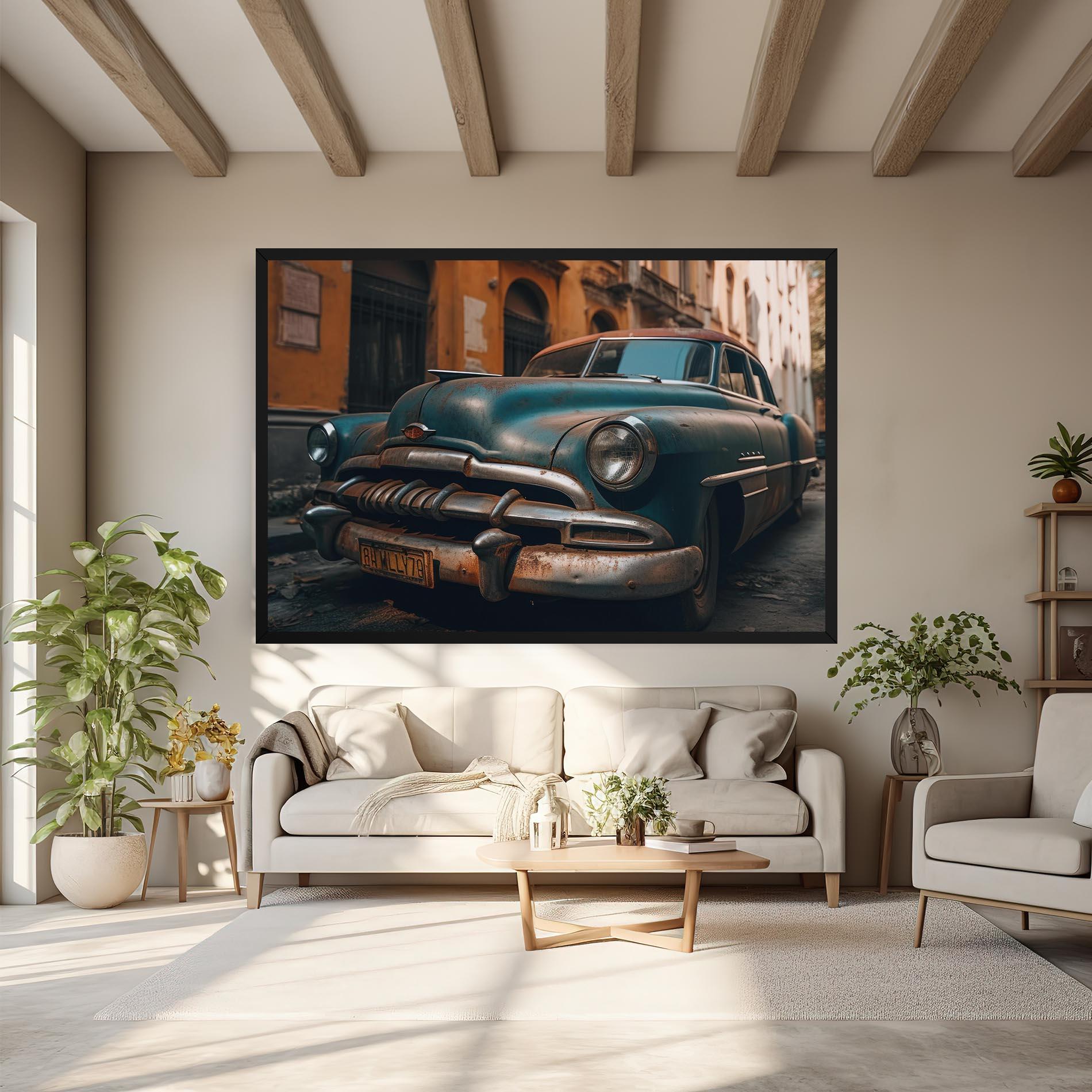 Tablou Canvas Blue Old Car mockup 6