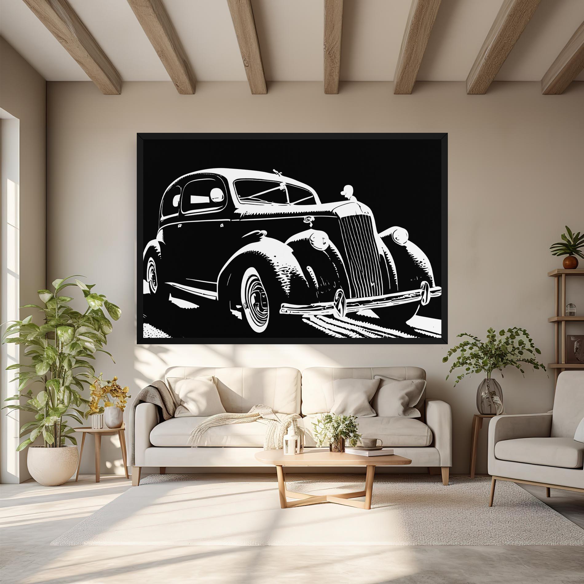 Tablou Canvas Old Car Shilouette mockup 6