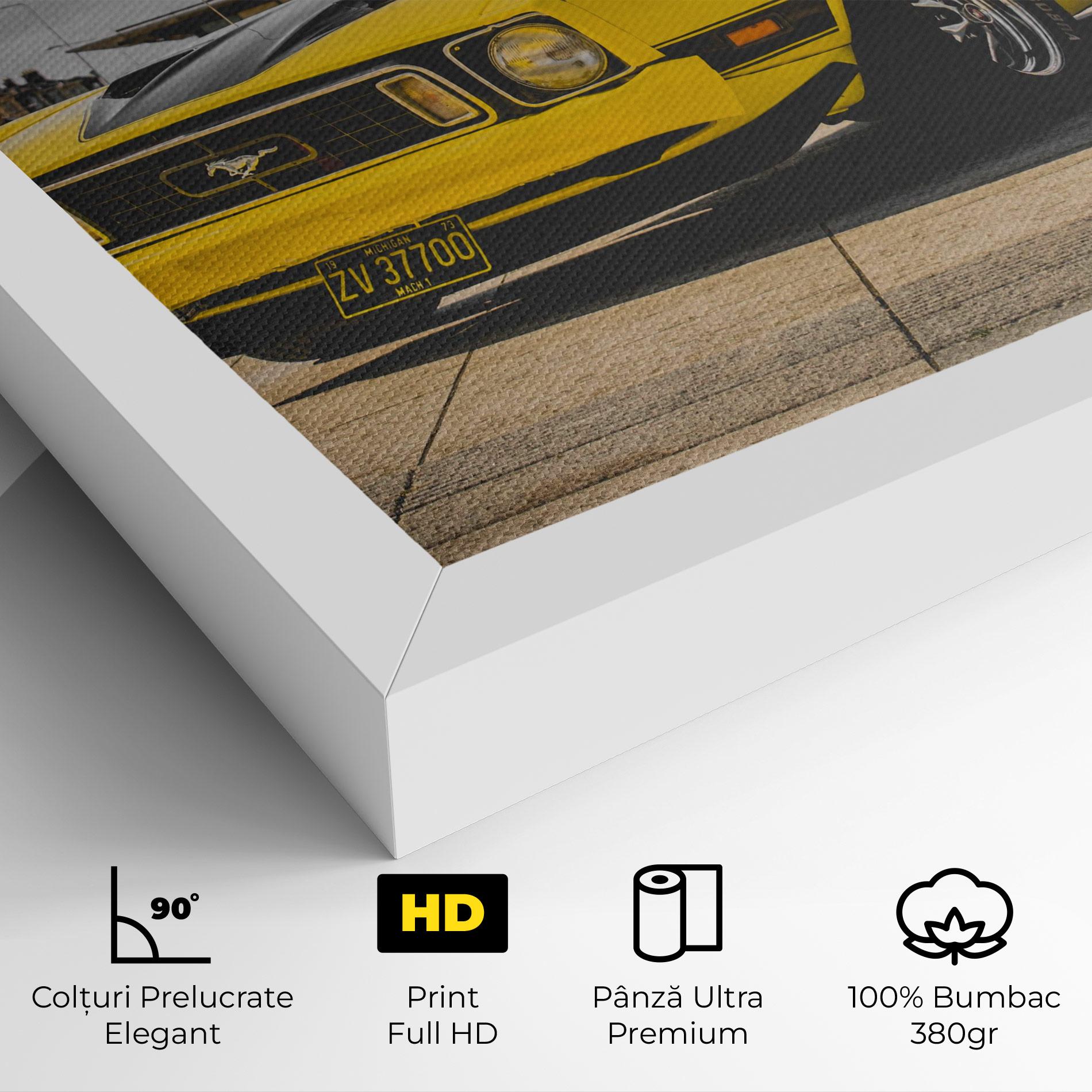 Tablou Canvas Vintage Yellow Car mockup 4