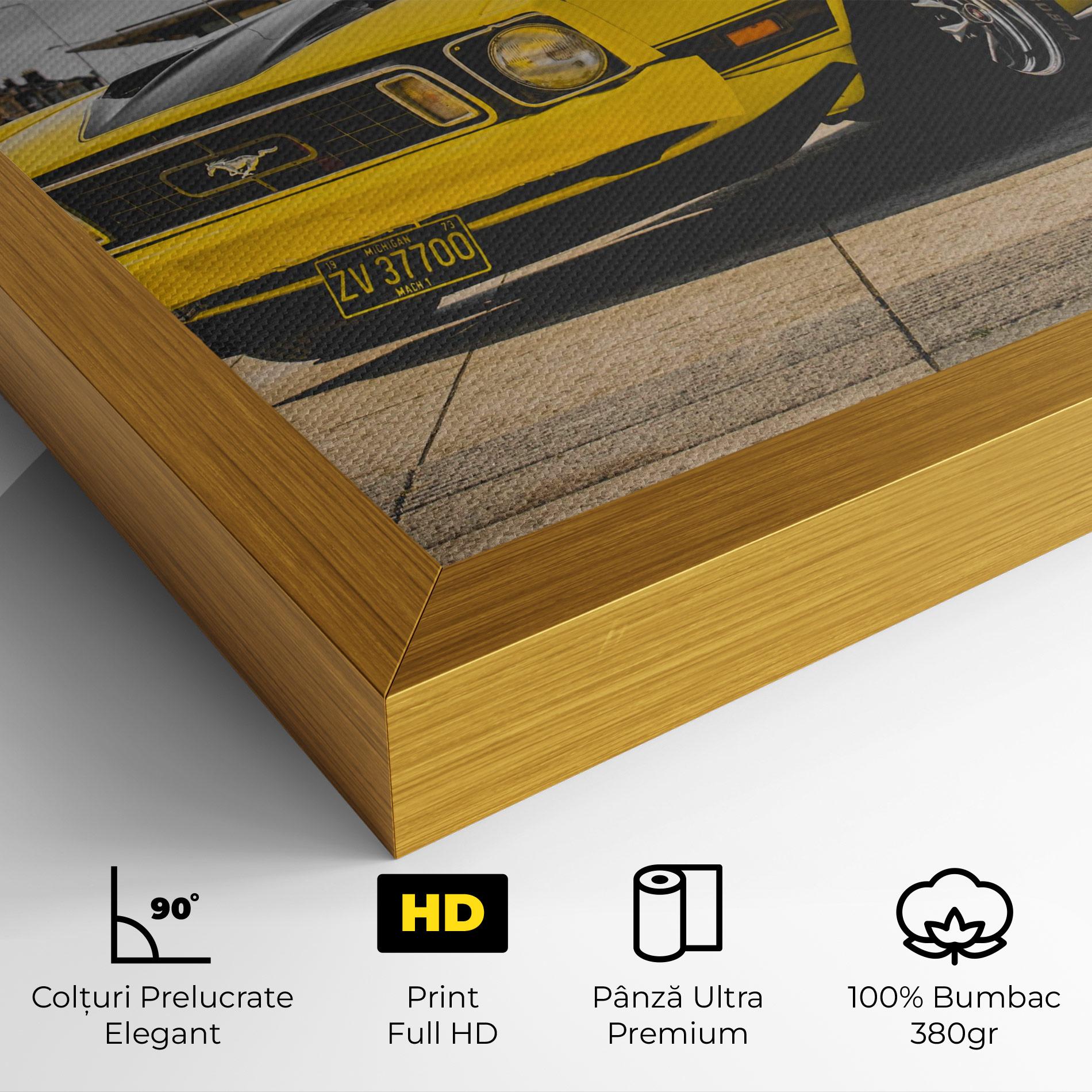 Tablou Canvas Vintage Yellow Car mockup 4