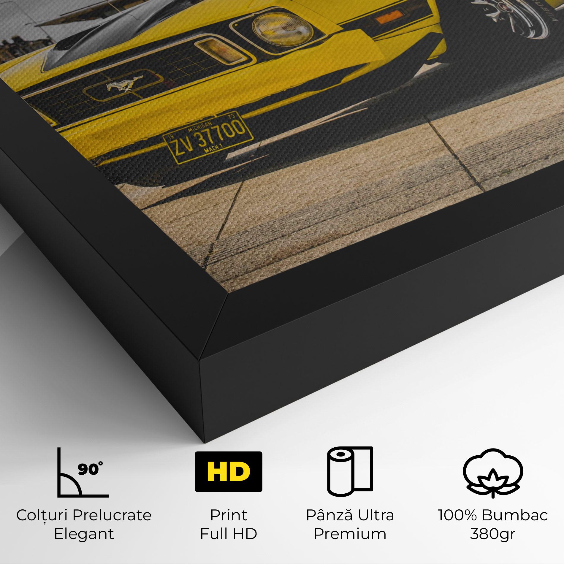 Tablou Canvas Vintage Yellow Car mockup 4