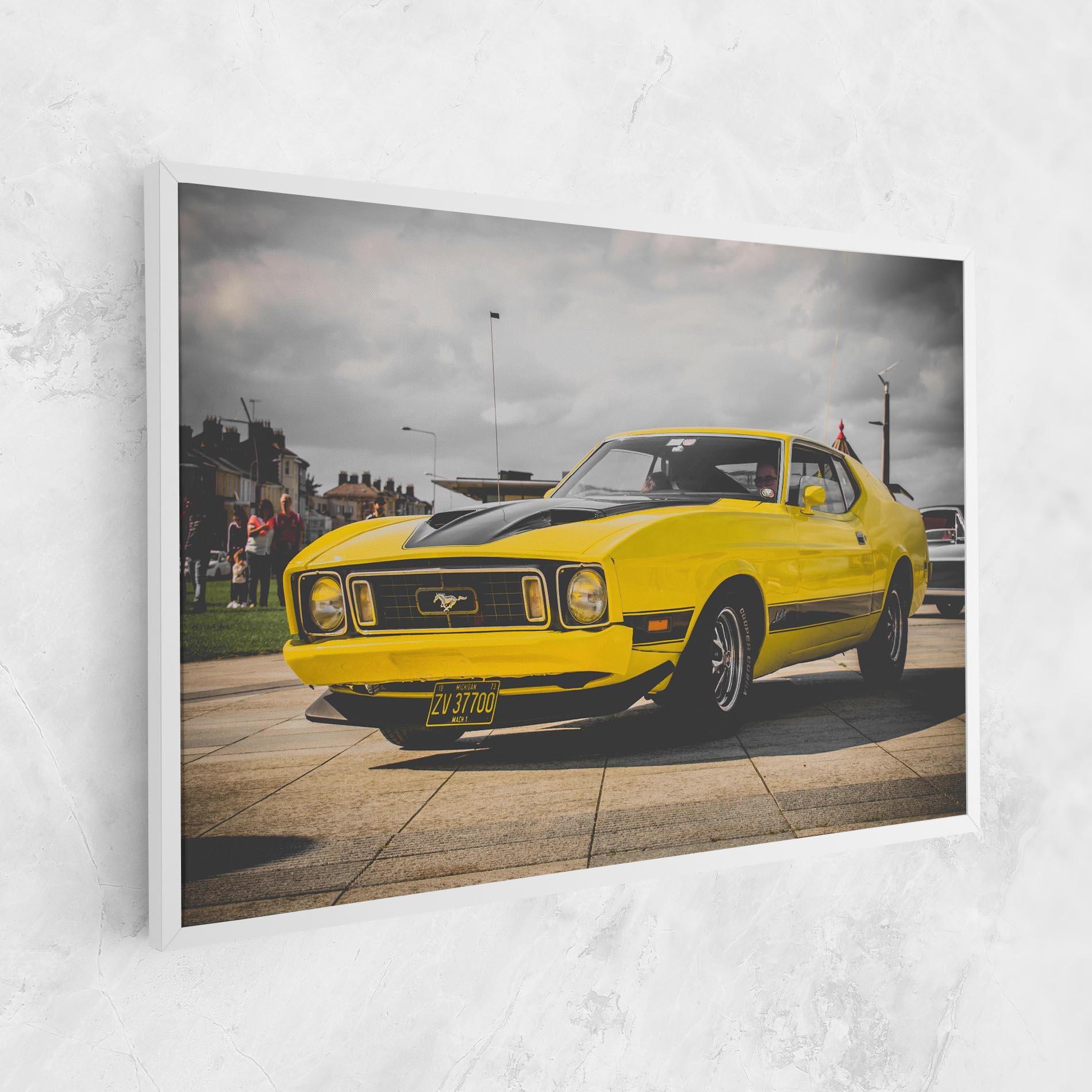 Tablou Canvas Vintage Yellow Car mockup 1