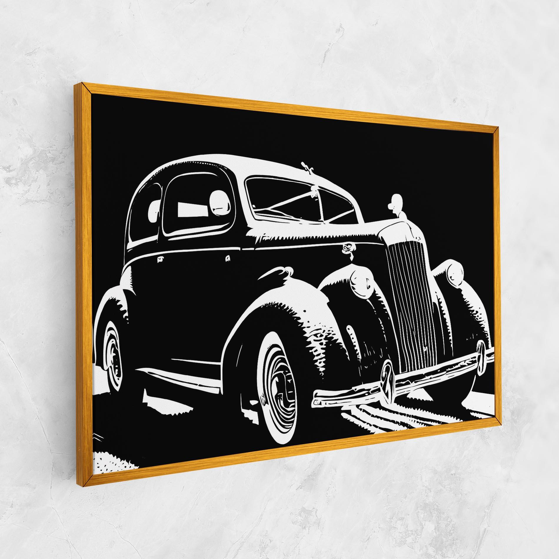 Tablou Canvas Old Car Shilouette mockup 1