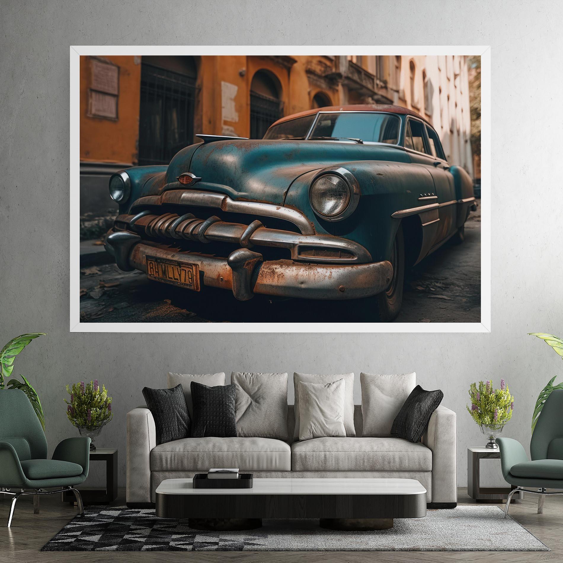 Tablou Canvas Blue Old Car mockup 7