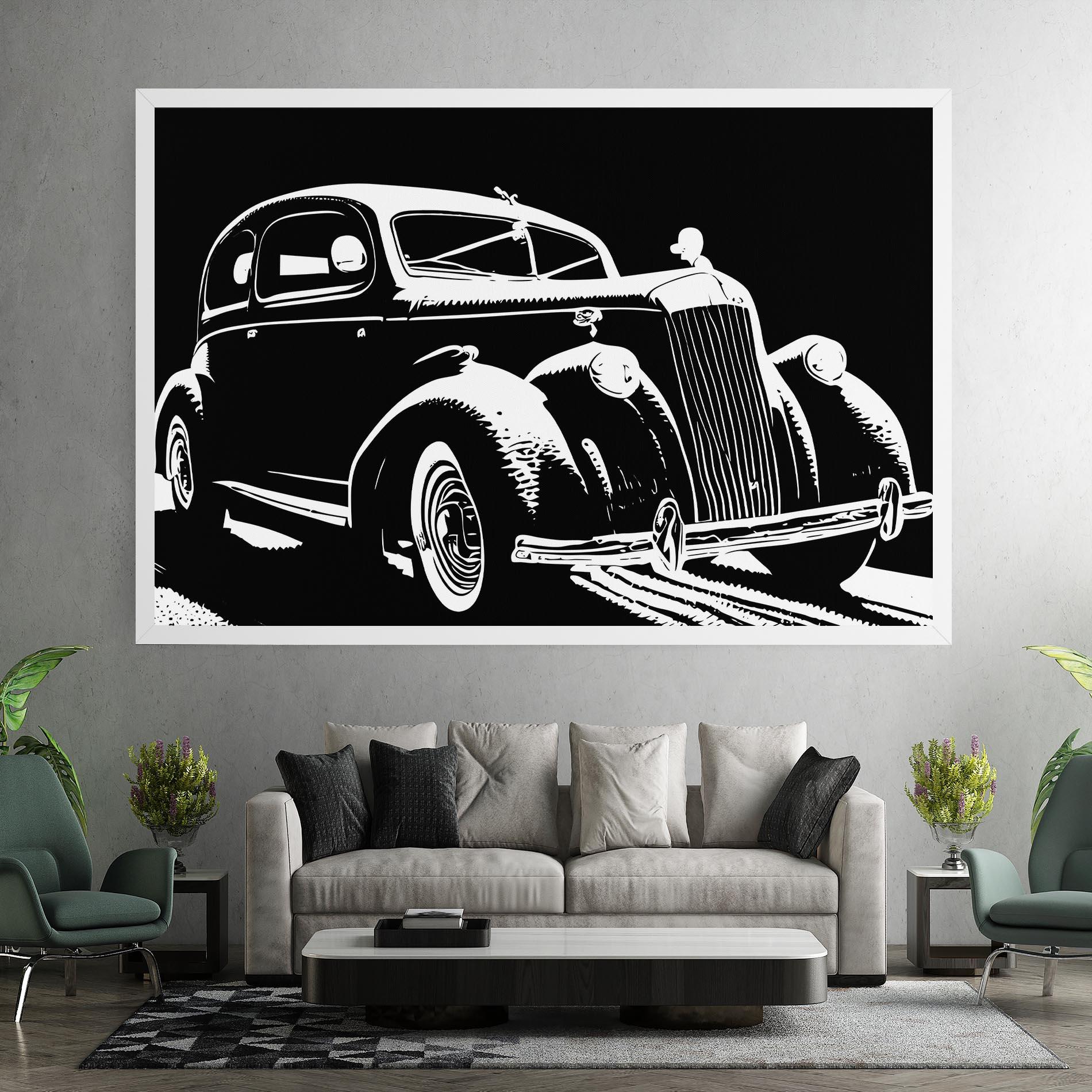 Tablou Canvas Old Car Shilouette mockup 7