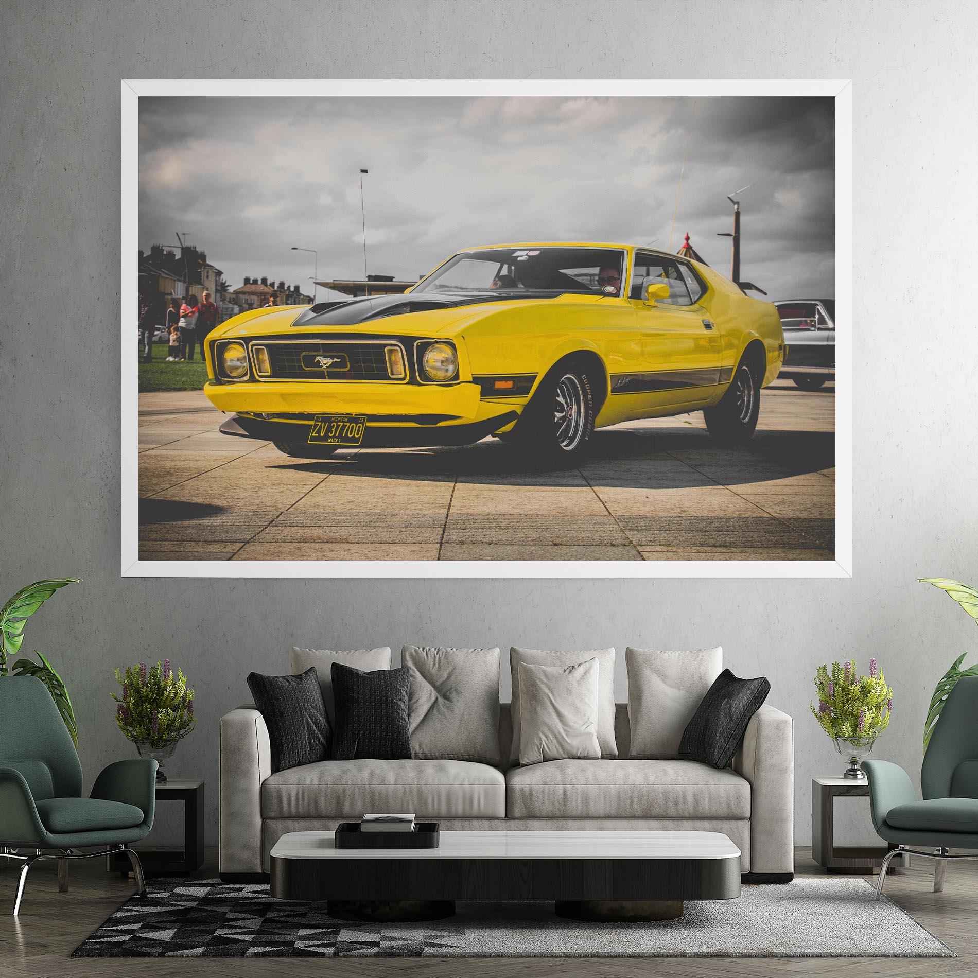 Tablou Canvas Vintage Yellow Car mockup 7