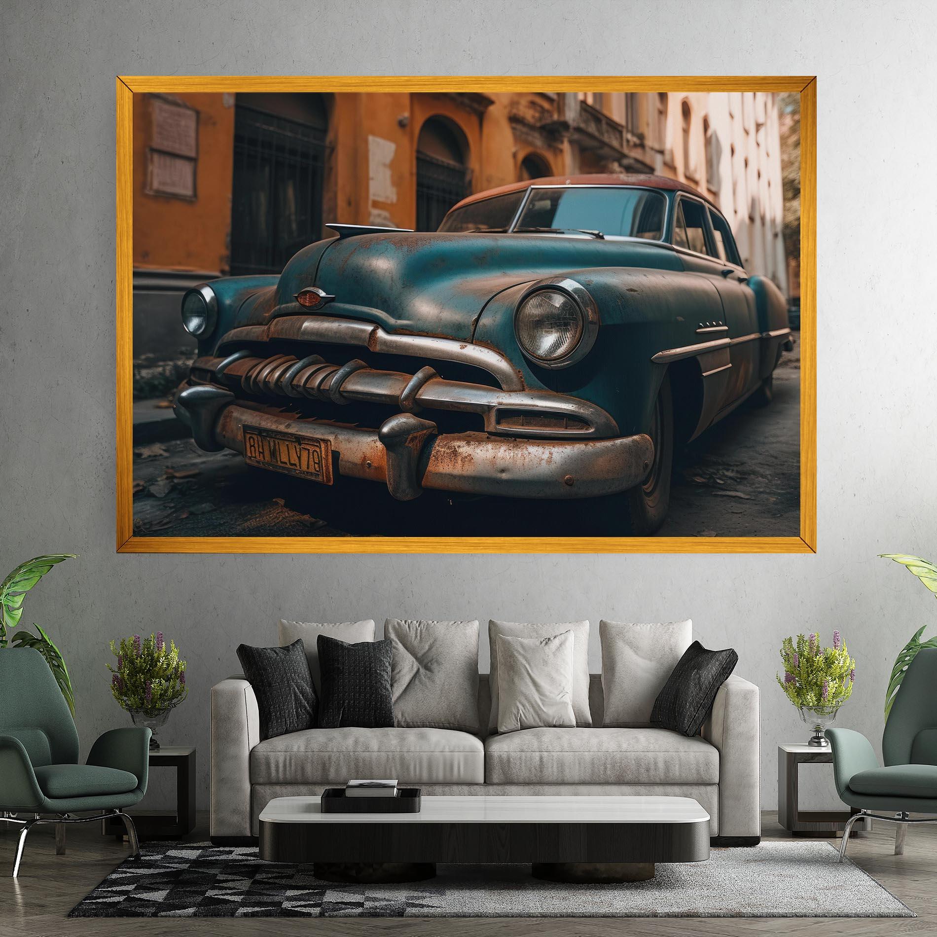 Tablou Canvas Blue Old Car mockup 7